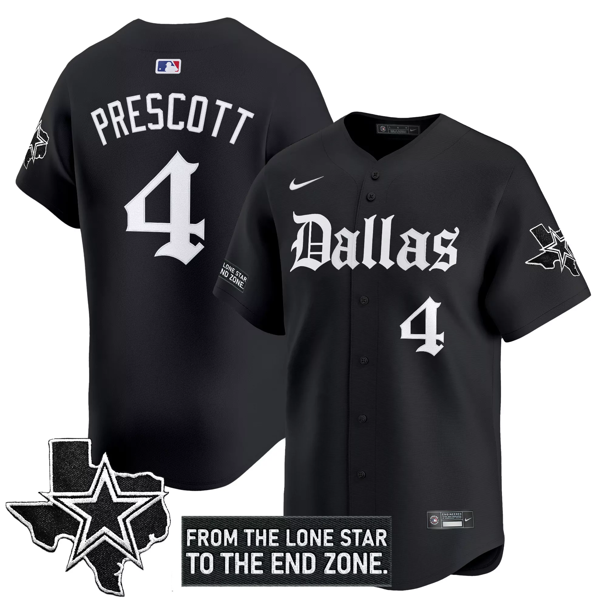 prescott 4 men s stitched vapor jersey dallas cowboys black lone star edition 2023