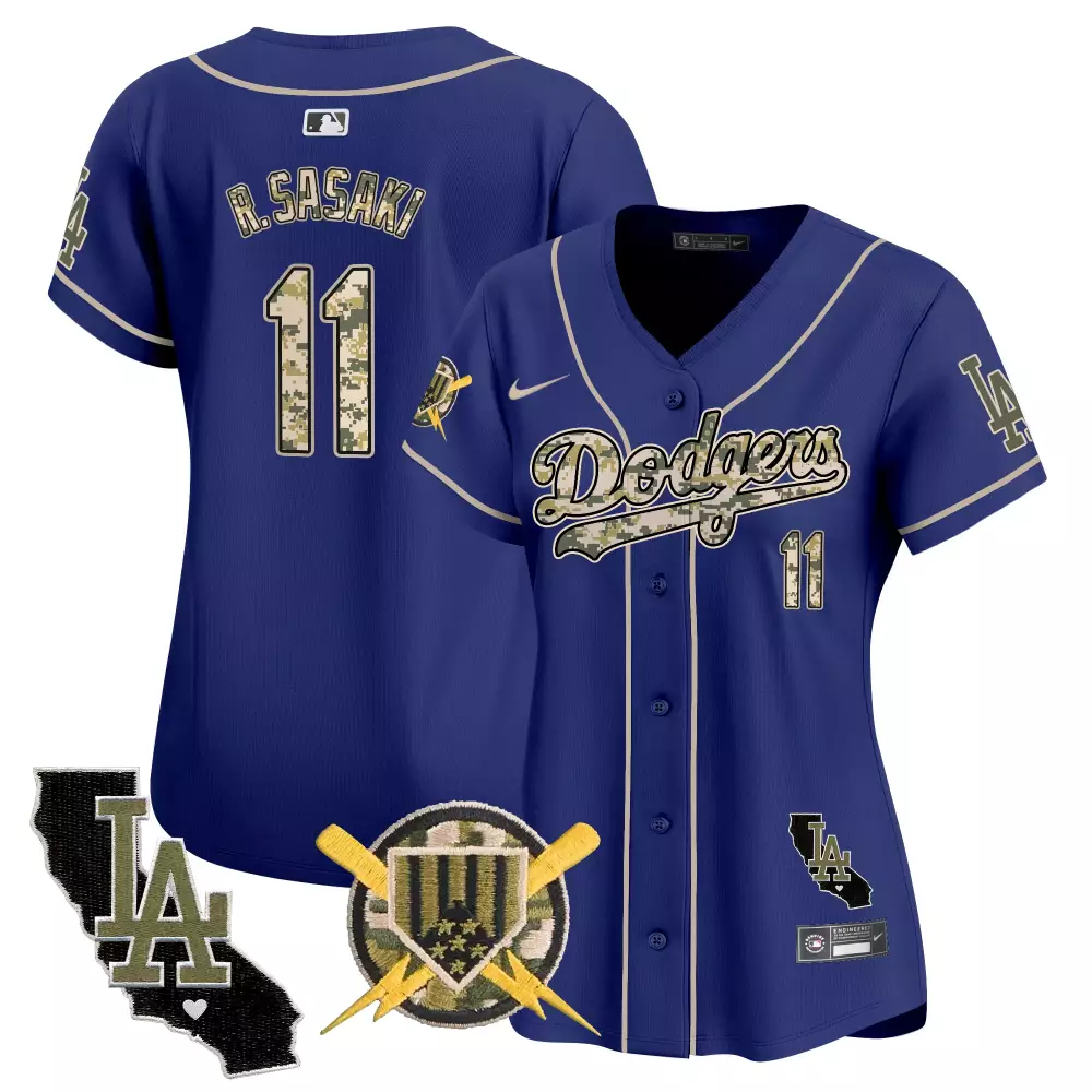 r sasaki 11 women s stitched vapor jersey la dodgers armed forces day 2023 blue