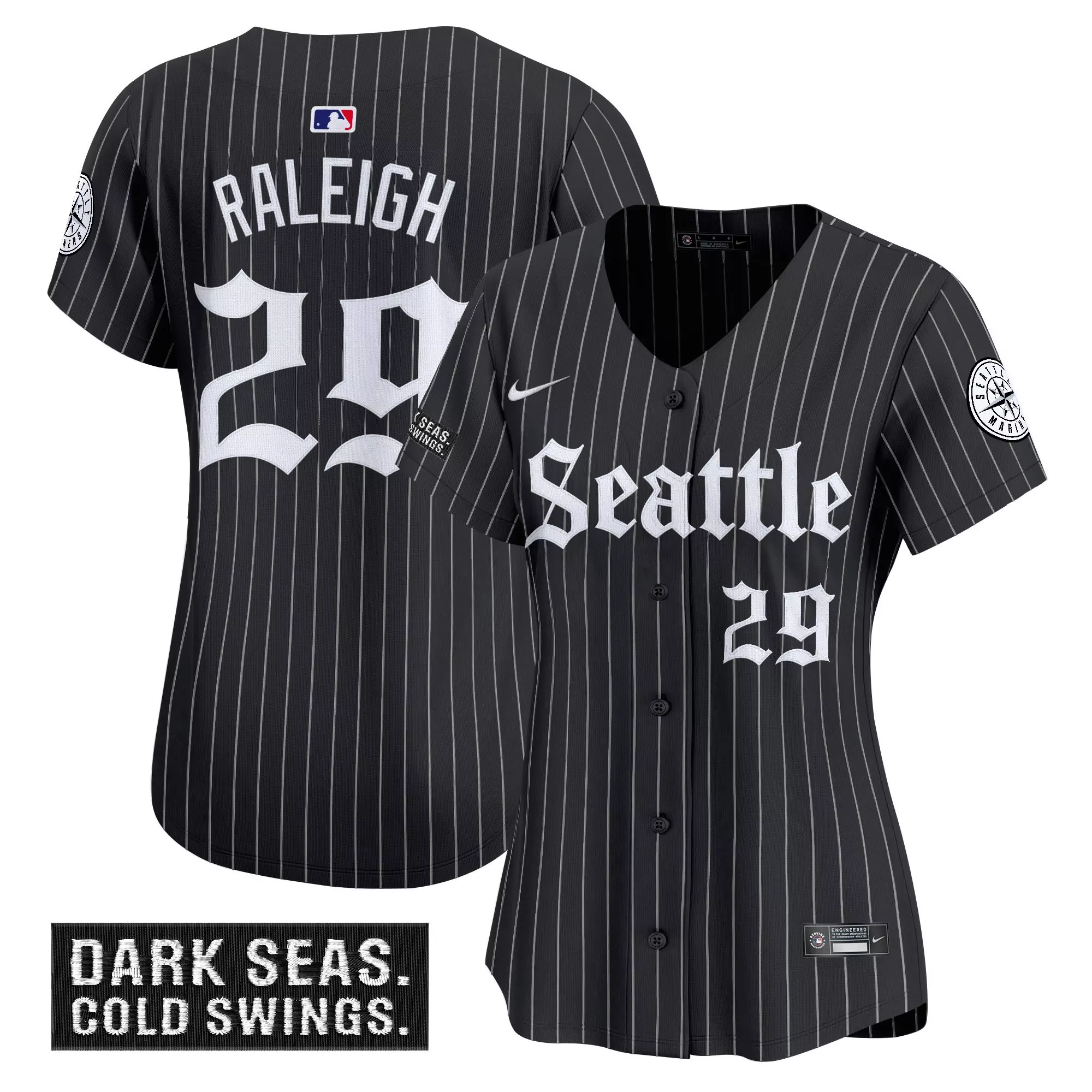 raleigh 29 women s seattle mariners vapor jersey black dark seas patch 2023
