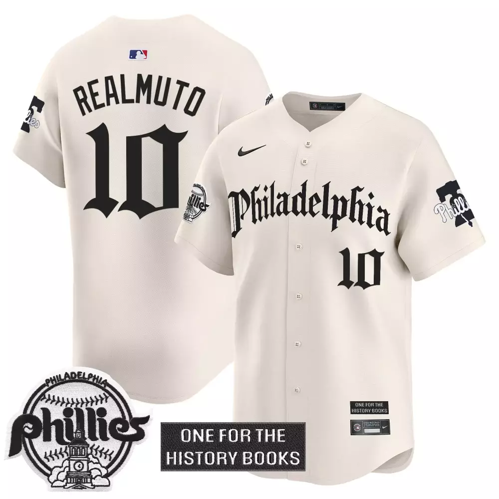 Realmuto Philadelphia Phillies 2022 World Series White Jersey | All Stitched Vapor Edition | For Men, Women & Youth