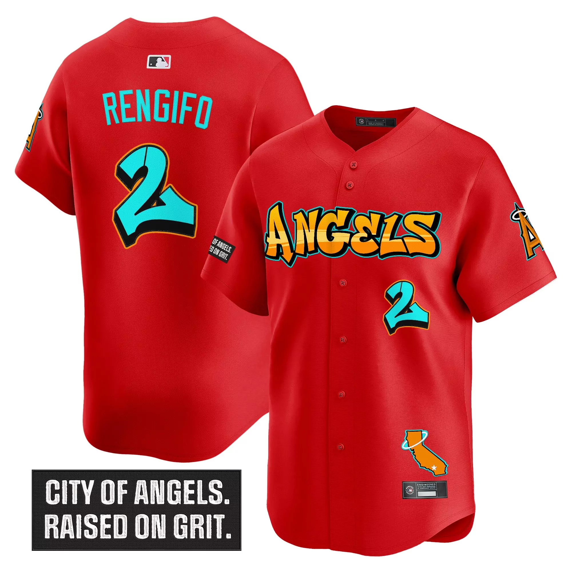 rengifo 2 men s stitched vapor jersey los angeles angels red graffiti edition 2022
