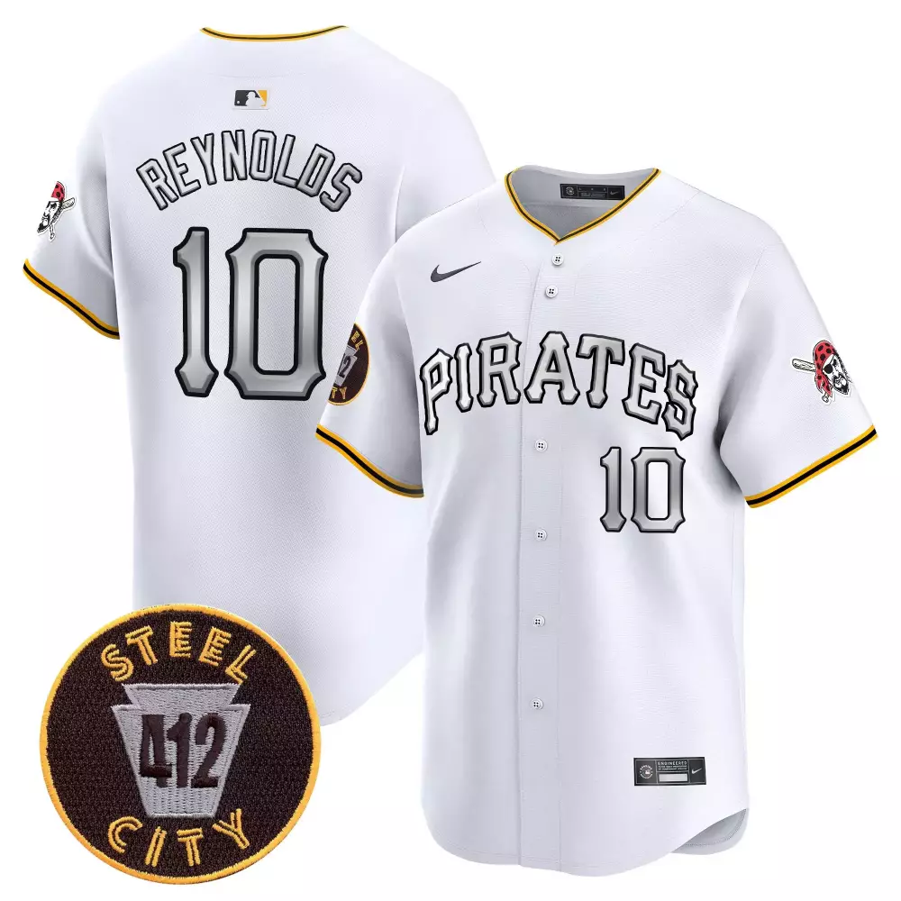 reynolds 10 men s nike white pittsburgh pirates vapor jersey with 412 patch 2023