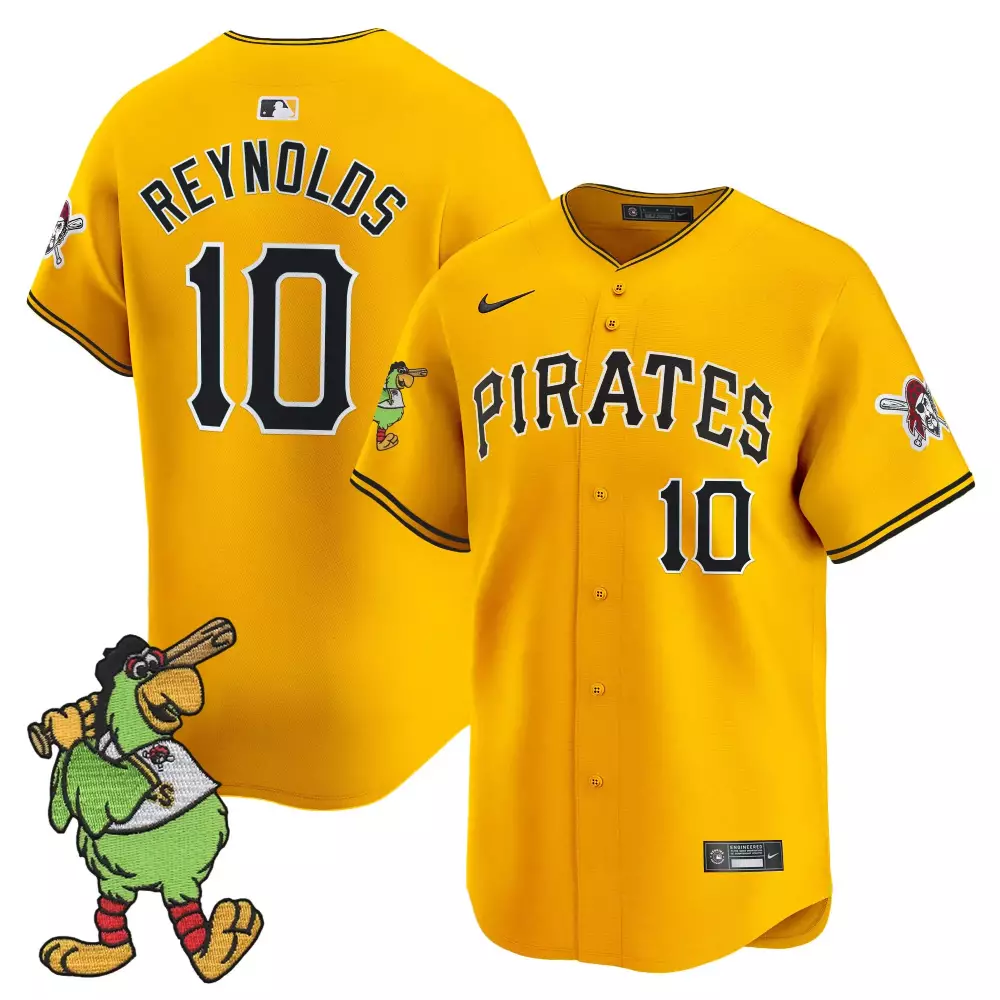 reynolds 10 men s stitched vapor jersey pittsburgh pirates yellow with embroidered parrot patch 2023
