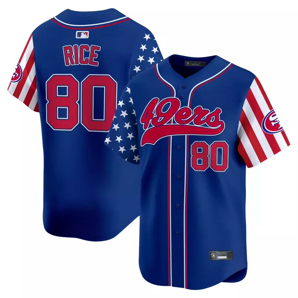 Rice 80 Men's Stitched Vapor Jersey | San Francisco 49ers 2025 Independence Day Blue | Fan Gear for Game Day | For Men, Women & Youth