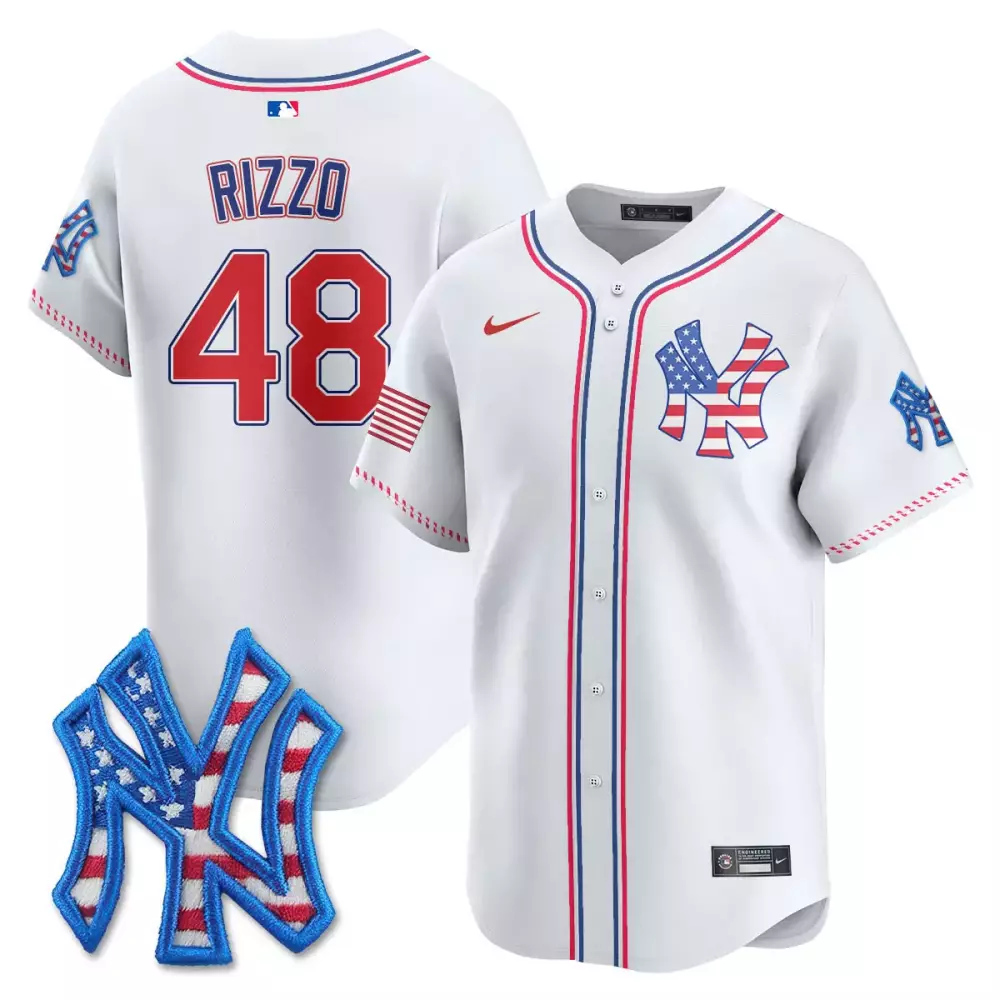 Rizzo 48 Men's Stitched Vapor Jersey | New York Yankees 2025 Fourth of July Edition Navy | Fan Gear for Men, Women & Youth