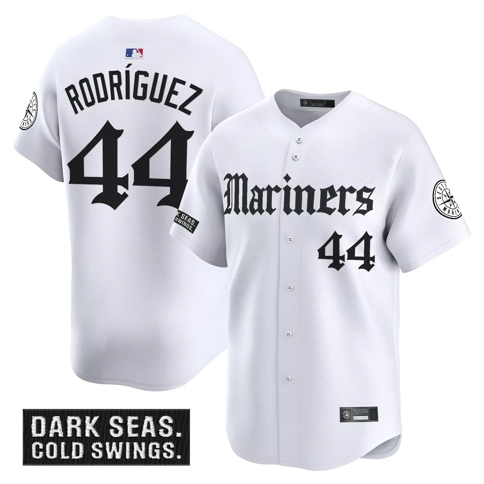 rodrguez 44 men s stitched vapor jersey seattle mariners white dark seas patch 2023 1