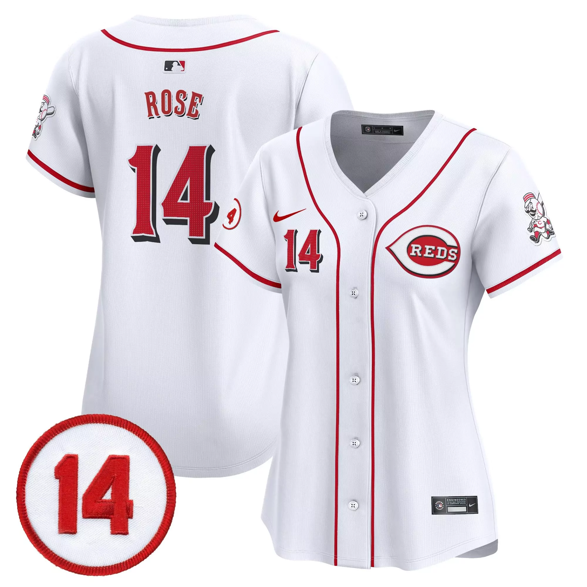 rose 14 women s cincinnati reds white vapor jersey with embroidered patch 2023 limited edition