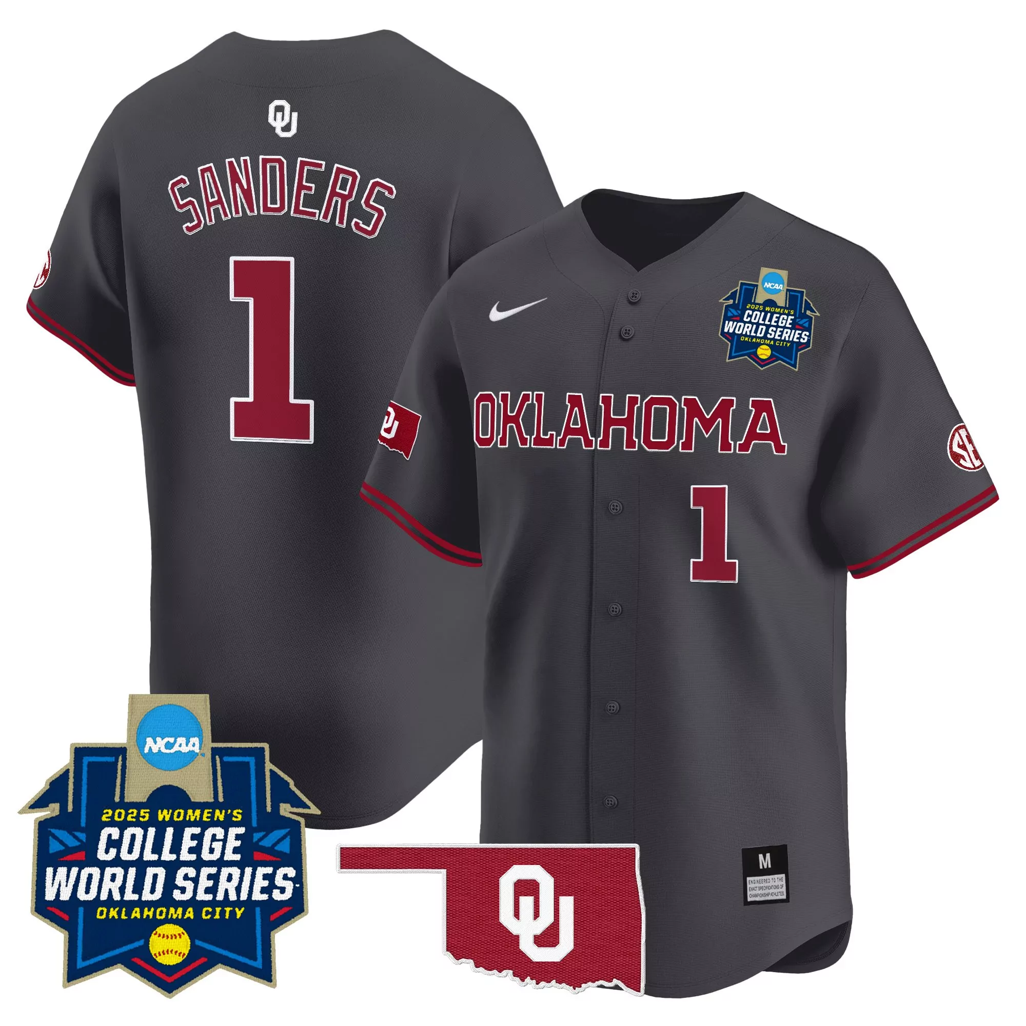 sanders 1 men s stitched vapor jersey oklahoma sooners black 2025 wcws edition