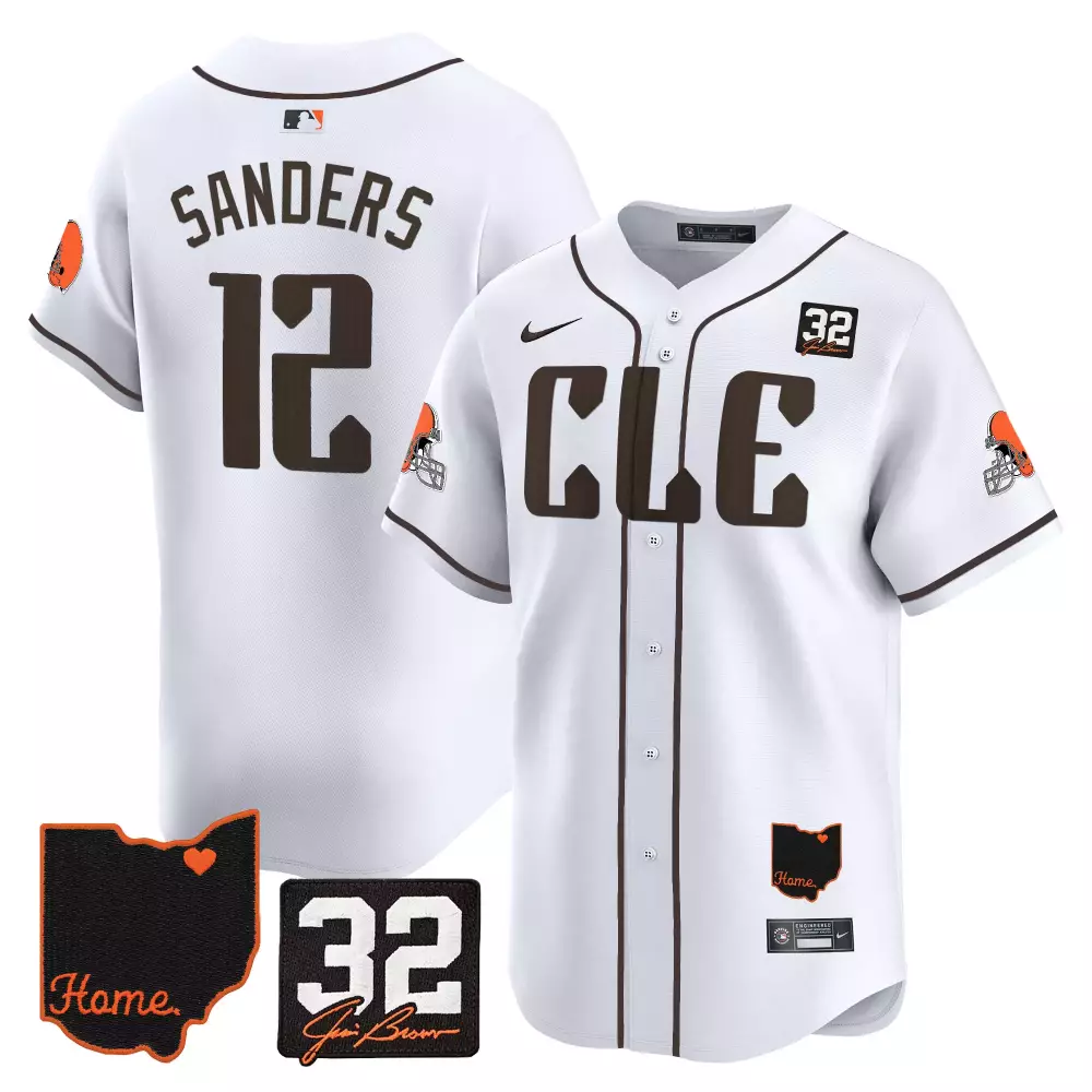 Sanders 12 Cleveland Browns 2023 Stitched Vapor Jersey | White 1946 Edition | Fan Gear for Men, Women & Youth