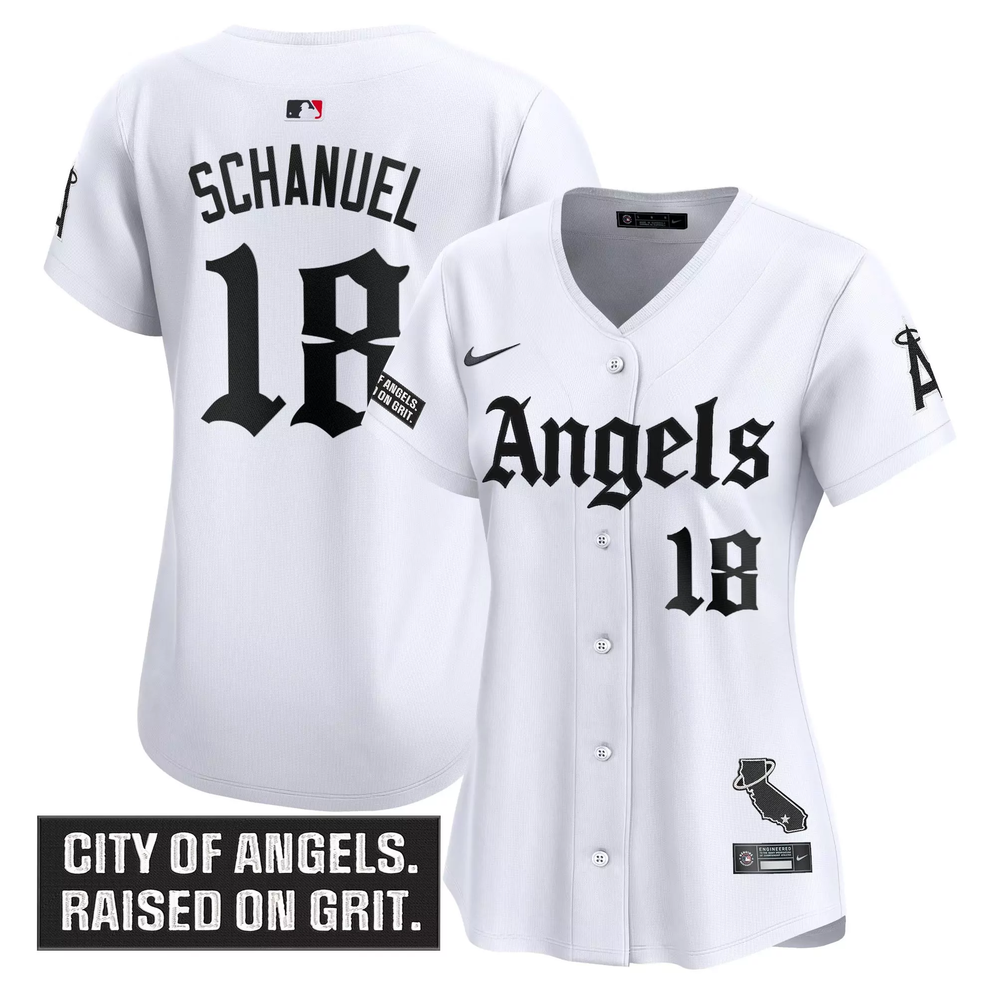 schanuel 18 women s stitched vapor jersey white los angeles angels 2023 city of angels edition