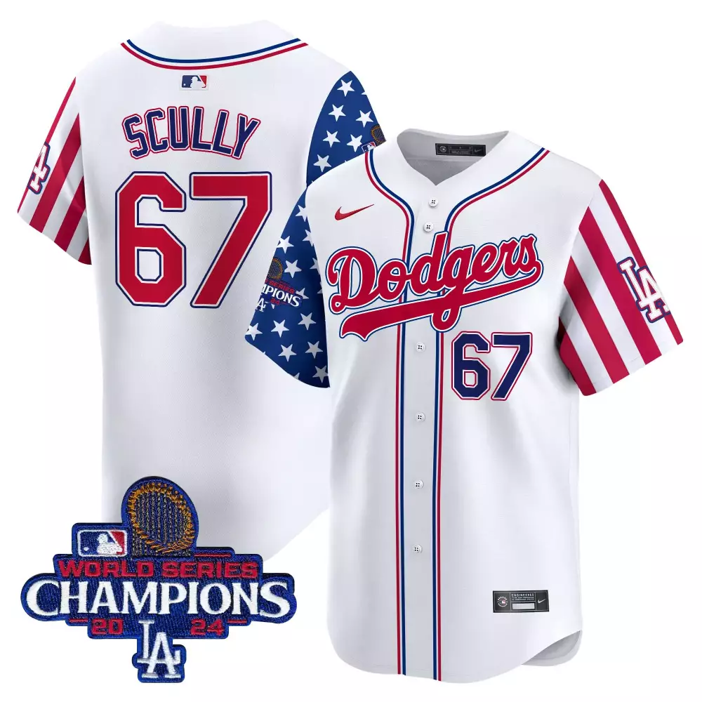 scully 67 men s vapor jersey white dodgers 2024 world series champions stitched