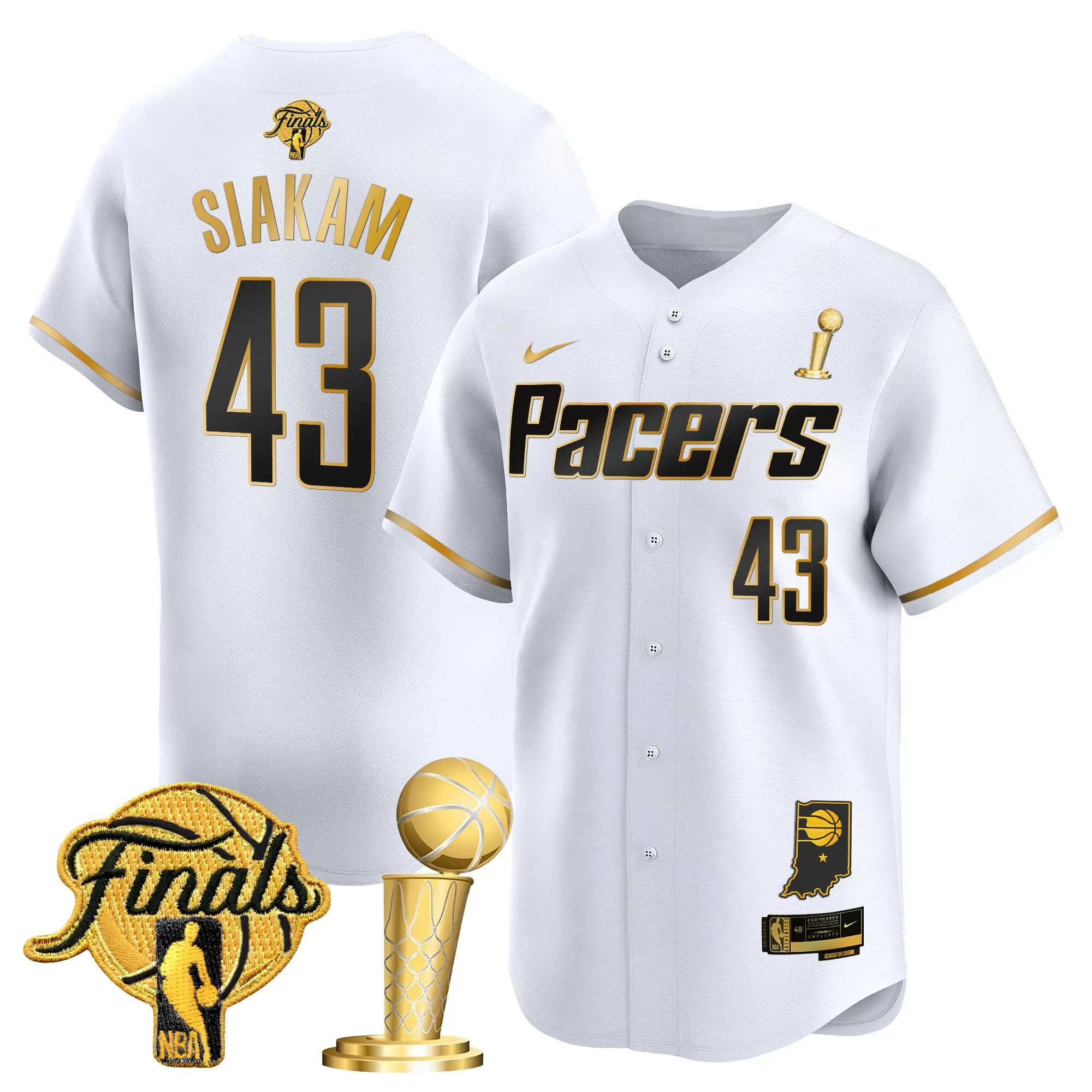 siakam 43 men s indiana pacers yellow vapor jersey all stitched embroidered patch 2023