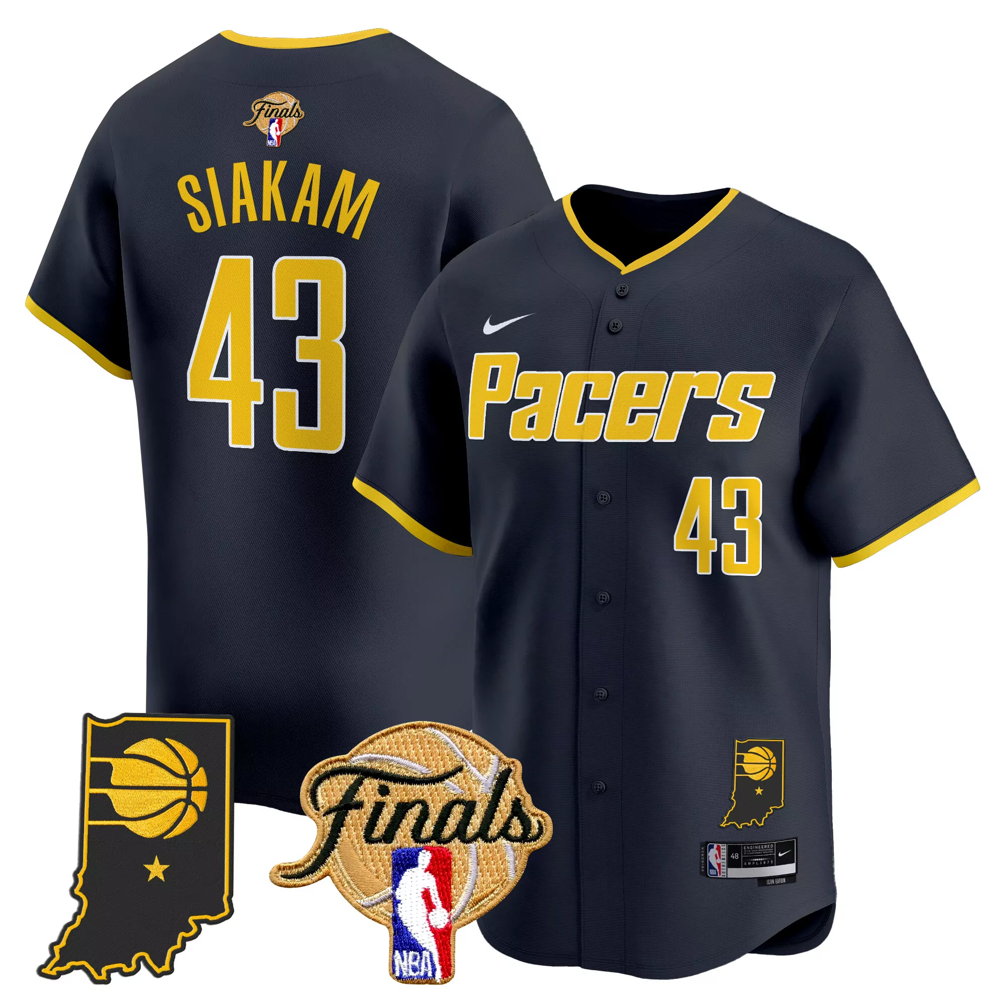 siakam 43 men s indiana pacers yellow vapor jersey all stitched embroidered patch 2023