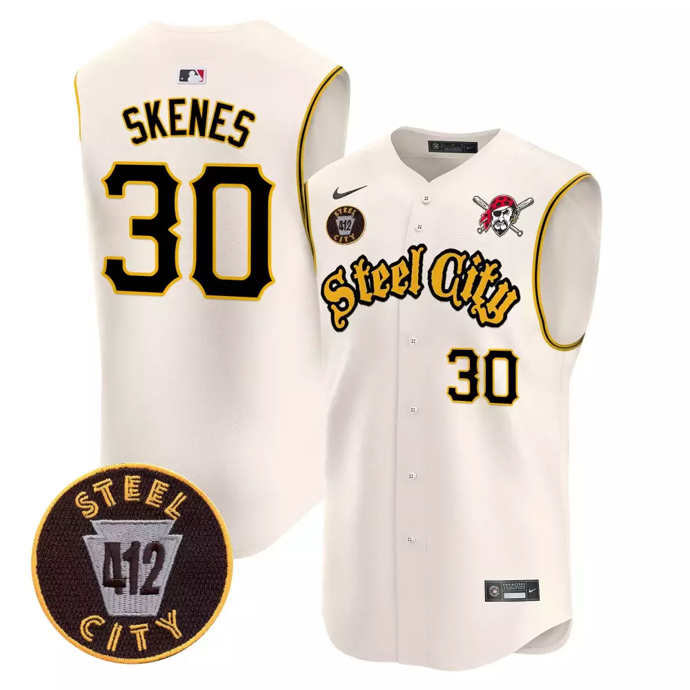 Skenes 30 Pittsburgh Pirates 2023 412 Patch Vapor Premier Sleeveless Jersey | Fan Gear | For Men, Women & Youth