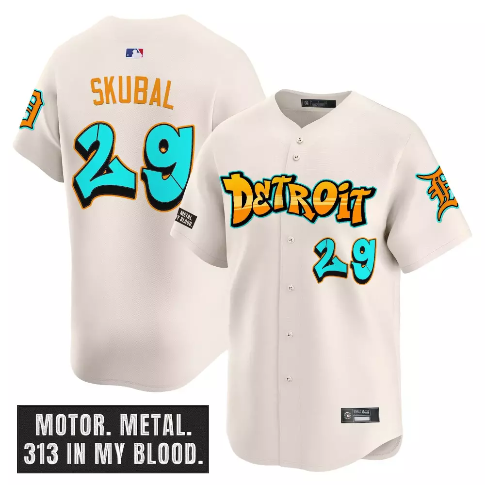 Skubal 29 Detroit Tigers Men's Vapor Jersey | Cream Graffiti Edition 2023 with Embroidered Patch | For Men, Women & Youth