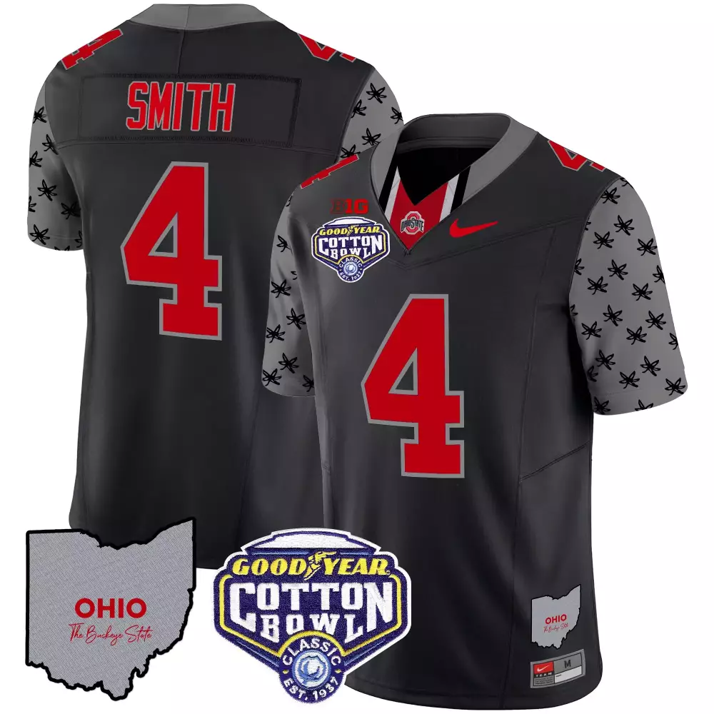 Smith 4 Men's Stitched Ohio State Buckeyes Heritage Gray Jersey | 2025 Name Patch | Fan Gear | For Men, Women & Youth