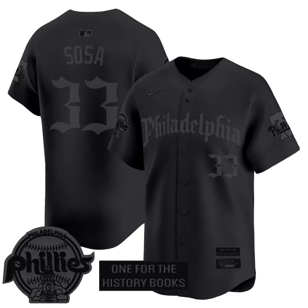 Sosa 33 Men's Philadelphia Phillies Black Vapor Jersey | One for the History Books 2023 | Fan Gear for Men