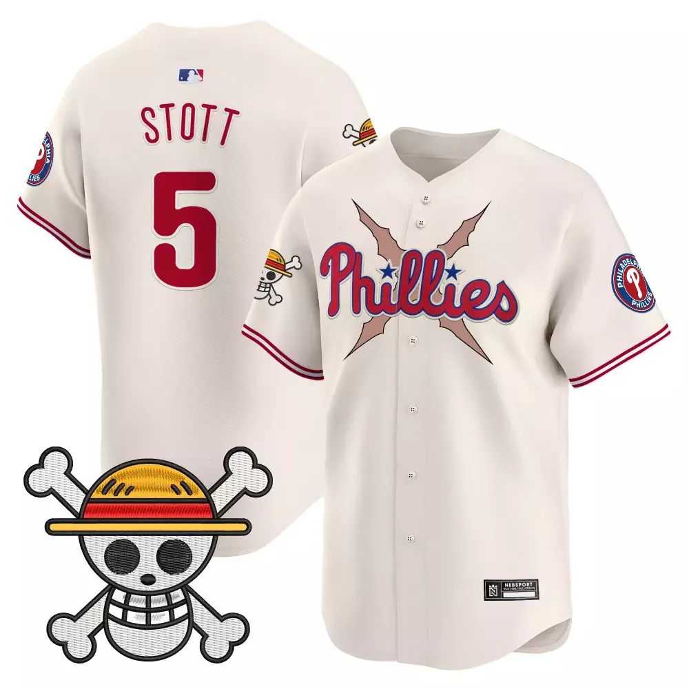 Stott 5 Men's Stitched Vapor Jersey | Philadelphia Phillies Cream Heritage 1938 Patch | Trendy Fan Gear for Game Day | For Men, Women & Youth