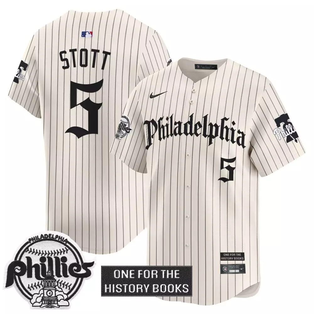 stott 5 men s vapor stitched phillies jersey cream with one for the history books patch 2023