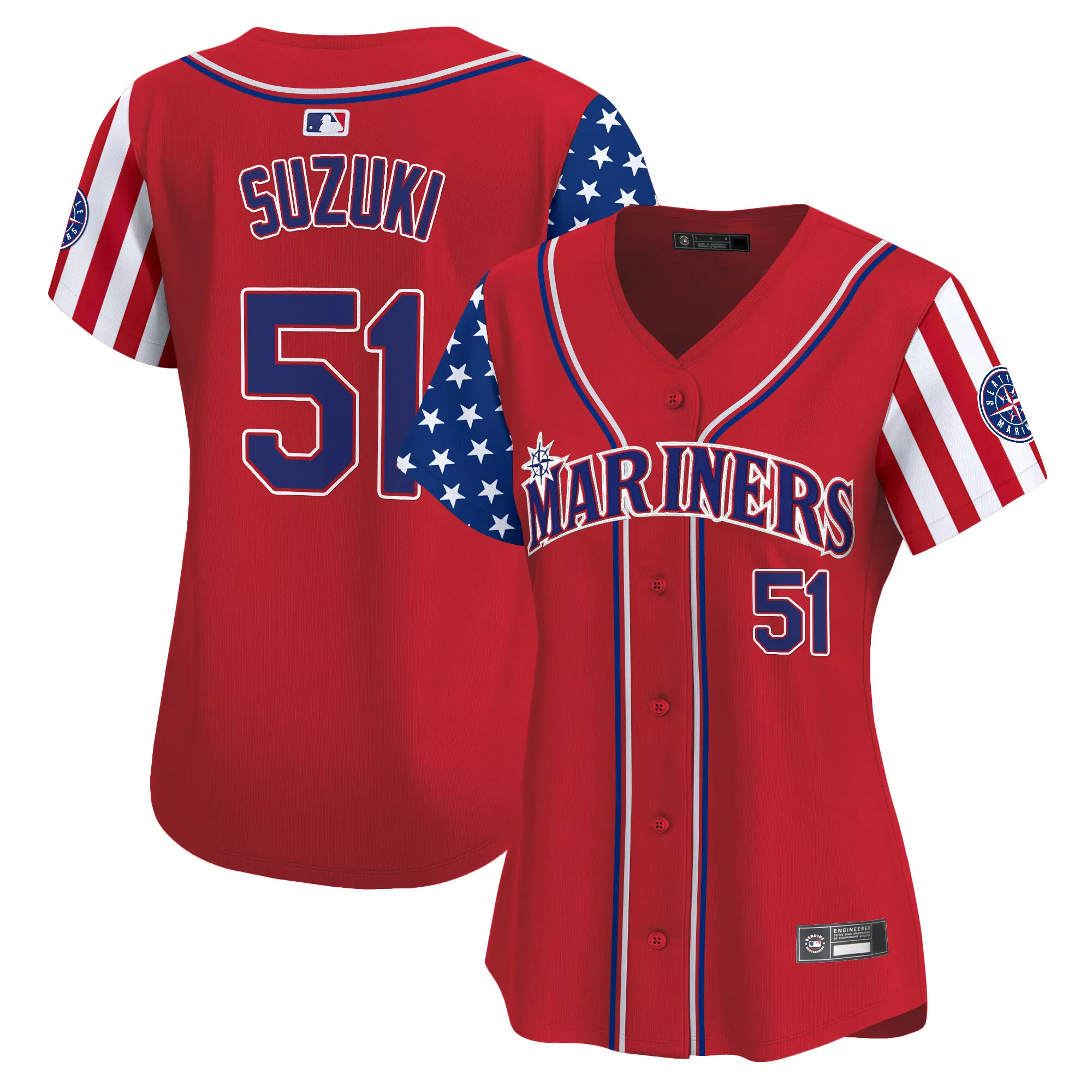 suzuki 51 women s stitched vapor jersey seattle mariners red independence day 2025