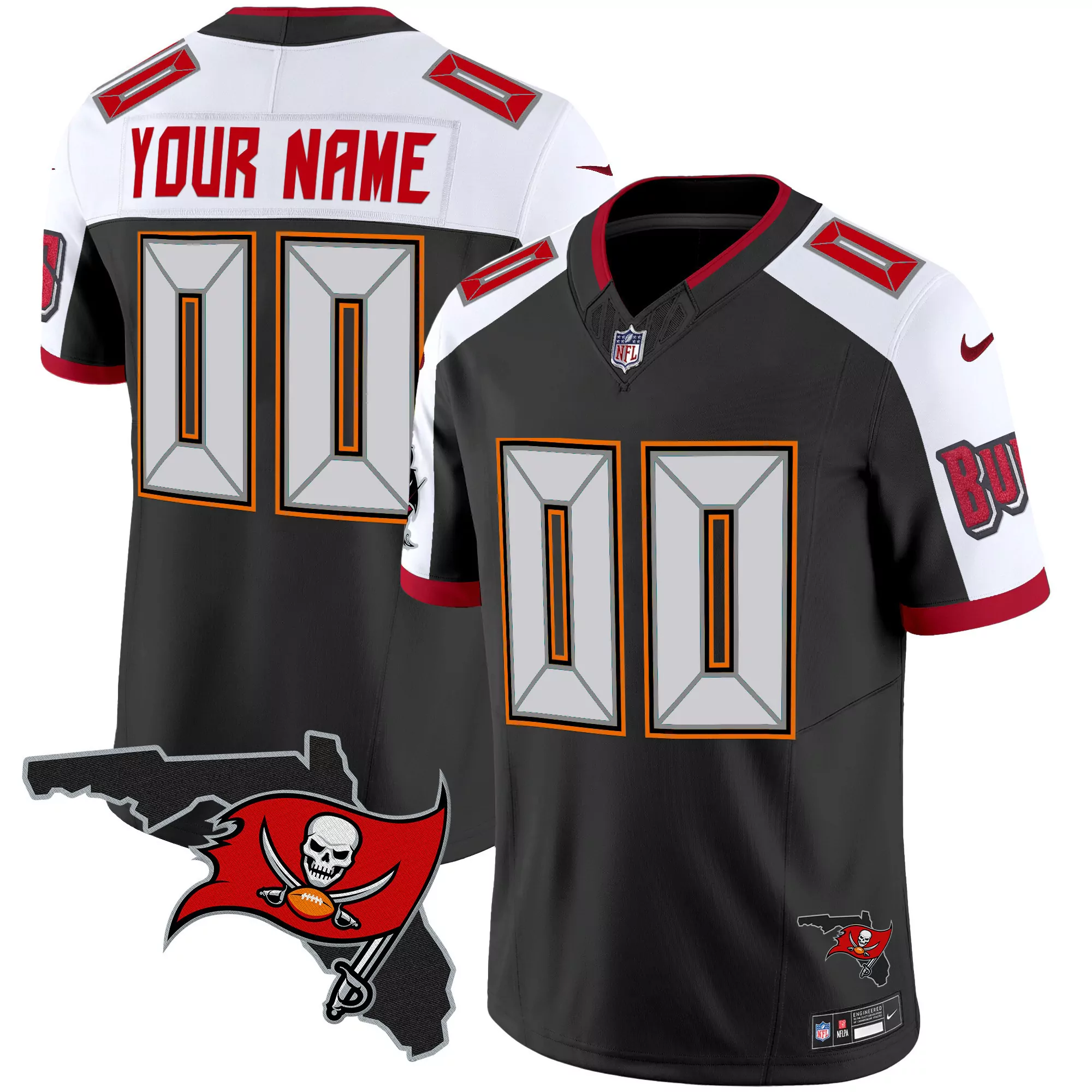 tampa bay buccaneers black custom jersey with player name number 00