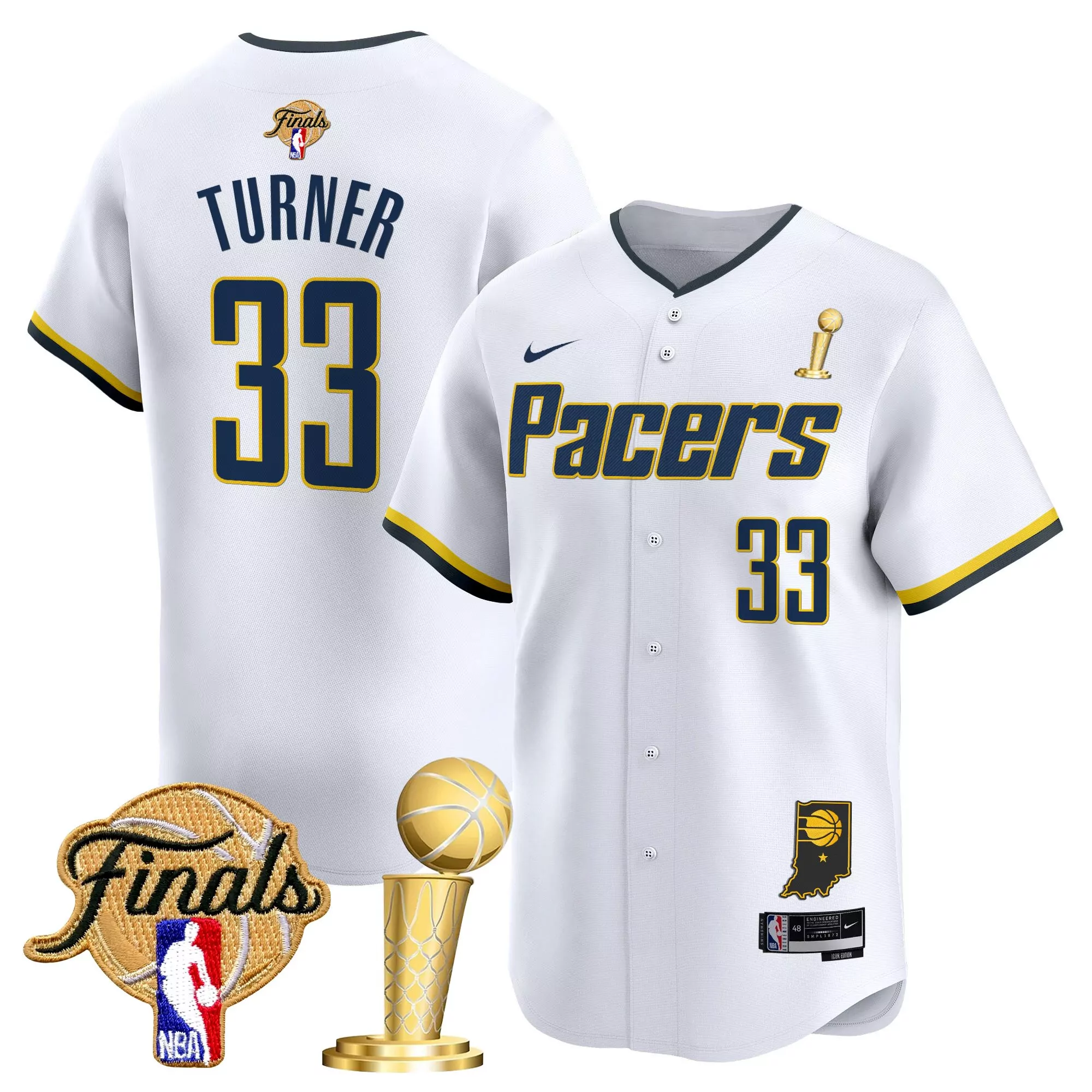 turner 33 men s indiana pacers yellow vapor jersey all stitched embroidered patch 2023