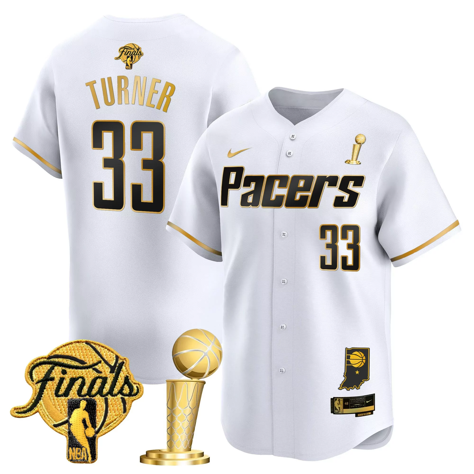 turner 33 men s indiana pacers yellow vapor jersey all stitched embroidered patch 2023