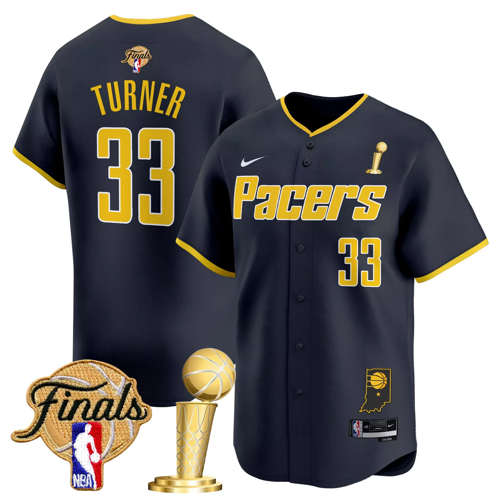 turner 33 men s indiana pacers yellow vapor jersey all stitched embroidered patch 2023