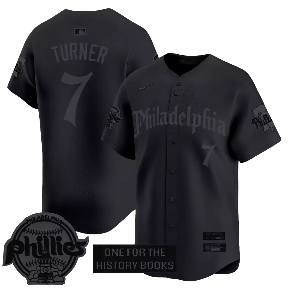 Turner 7 Men's Philadelphia Phillies 2023 Black Vapor Jersey | Embroidered One for the History Books | Game Day Outfit | For Men, Women & Youth