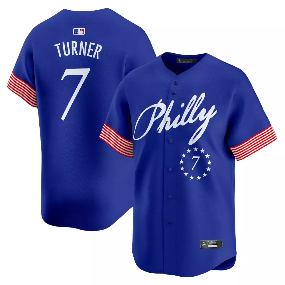 Turner 7 Men's Philadelphia Phillies 2023 Stitched Vapor Jersey | White Liberty Edition | Stylish Fan Gear | For Men, Women & Youth