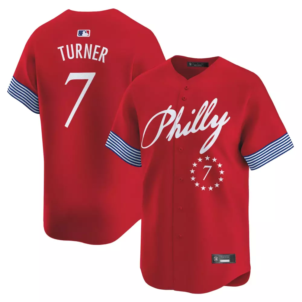 Turner 7 Men's Philadelphia Phillies 2023 Stitched Vapor Jersey | White Liberty Edition | Stylish Fan Gear | For Men, Women & Youth