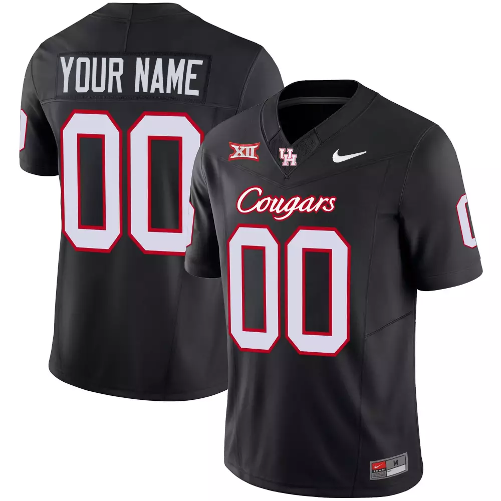 university of houston cougars custom black jersey with player name number 00