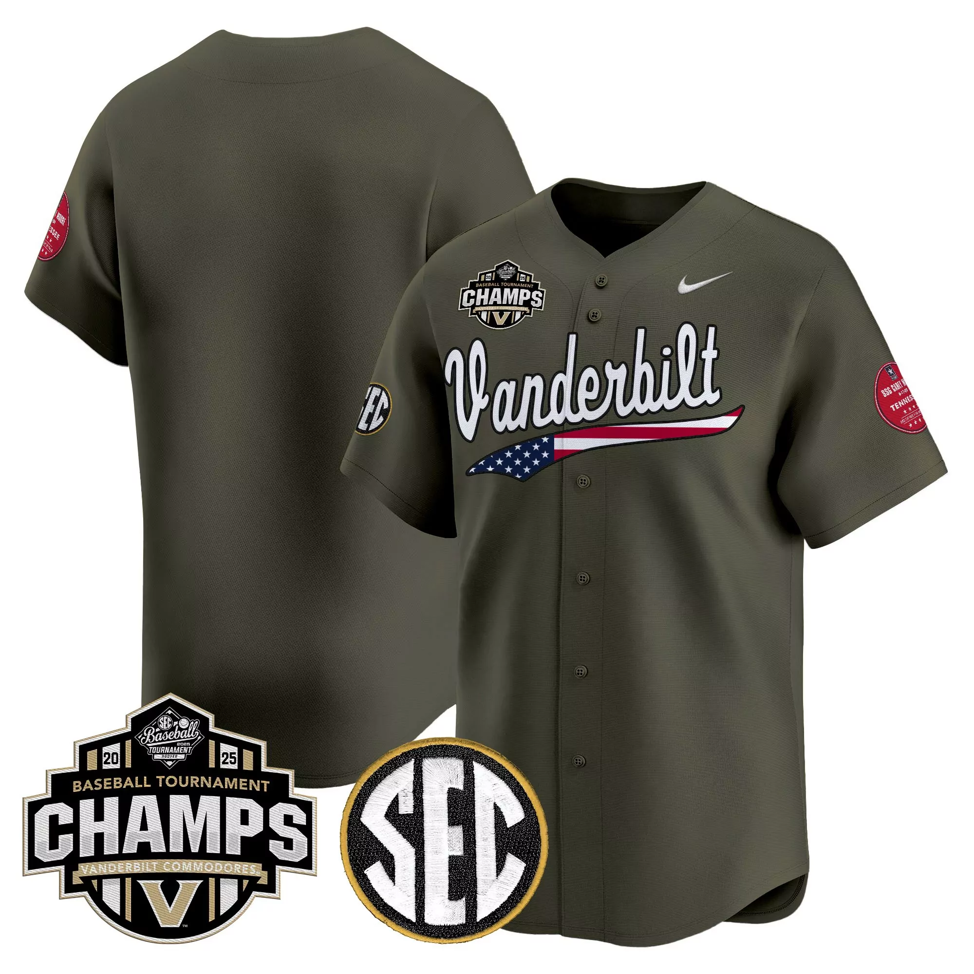 rogers 18 men s vapor jersey vanderbilt commodores 2025 sec champs olive stitched
