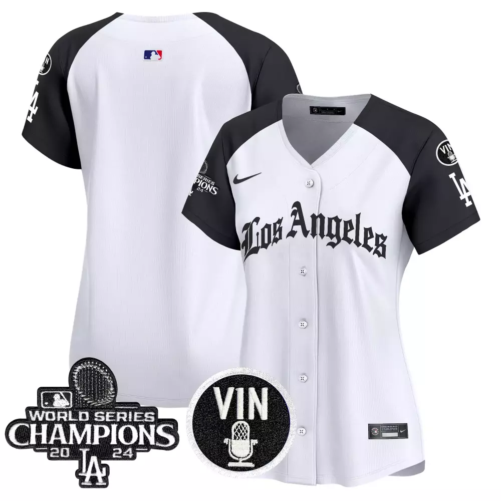 Vin 24 Women's Los Angeles Dodgers White Vapor Jersey | World Series Champions Patch | Limited Edition Fan Gear | For Women & Youth