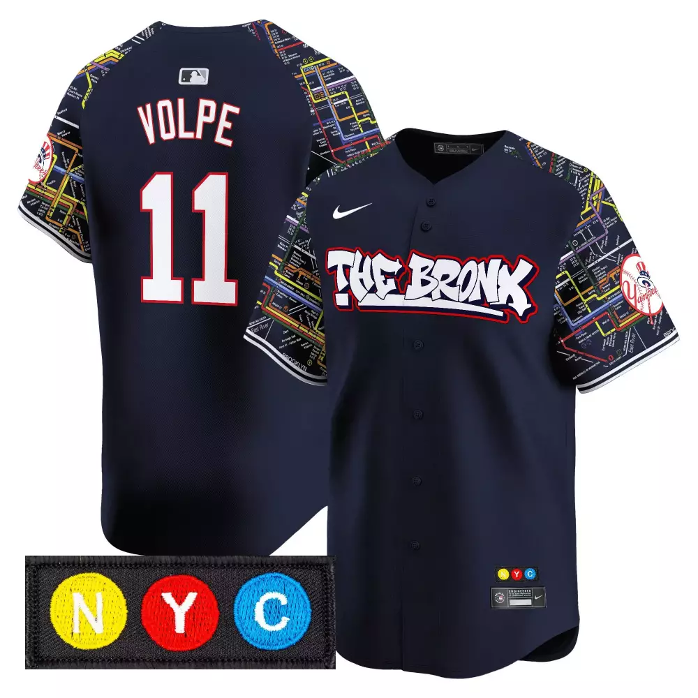 Volpe 11 New York Yankees Navy NYC Patch 2023 Stitched Vapor Jersey | Game Day Outfit | For Men, Women & Youth