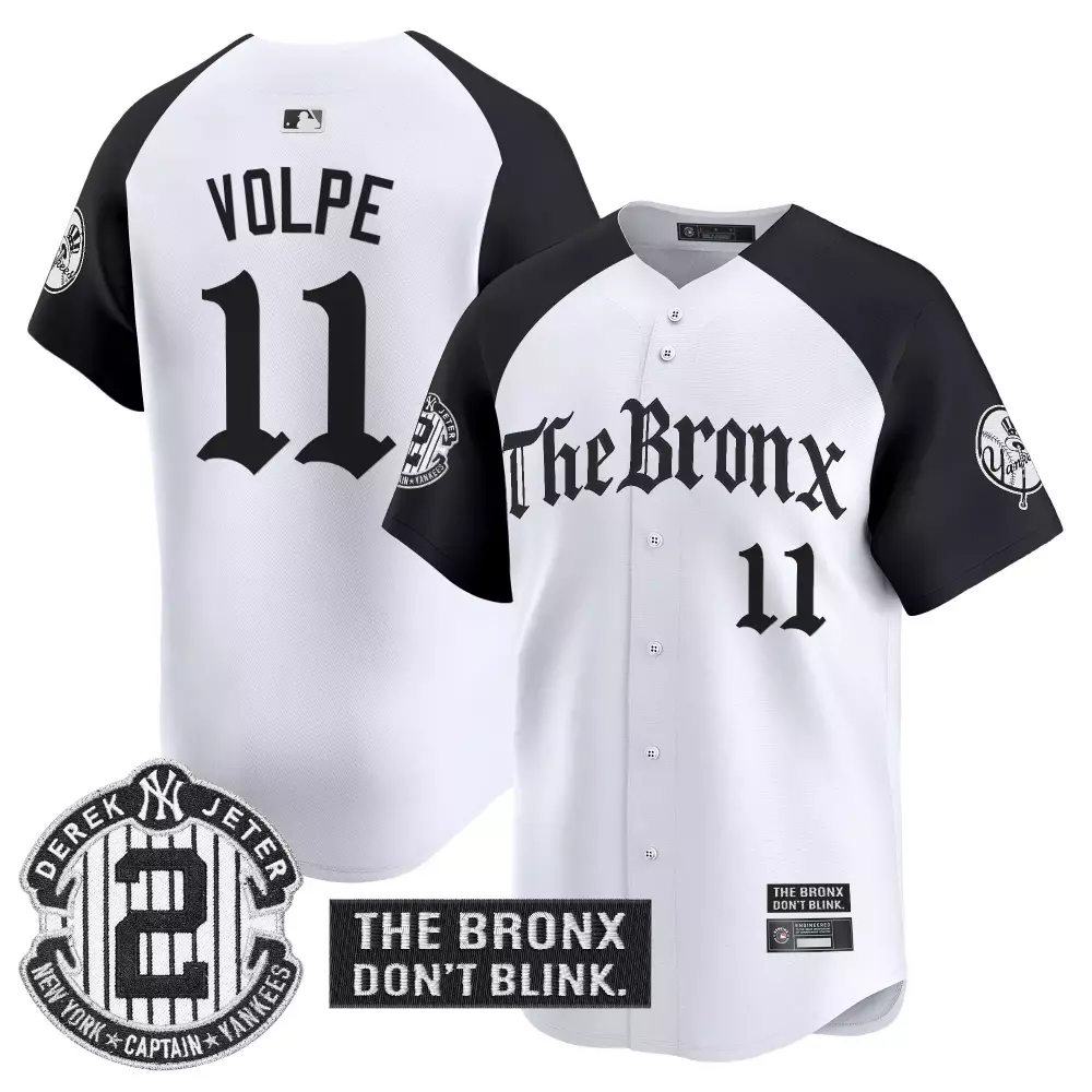 Volpe 11 New York Yankees The Bronx Black & White 2023 Edition Stitched Vapor Jersey | Game Day Outfit | For Men, Women & Youth