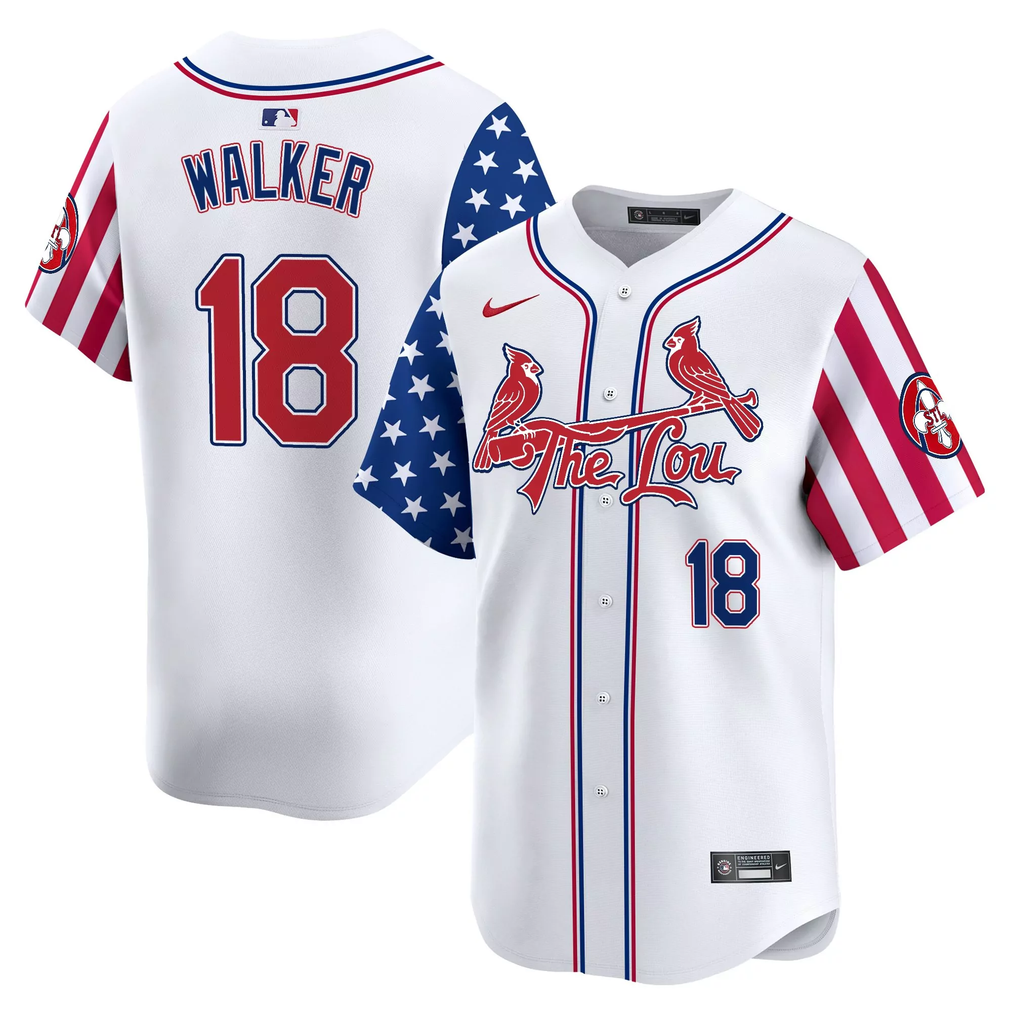 walker 18 stitched vapor jersey st louis cardinals independence day 2025 white