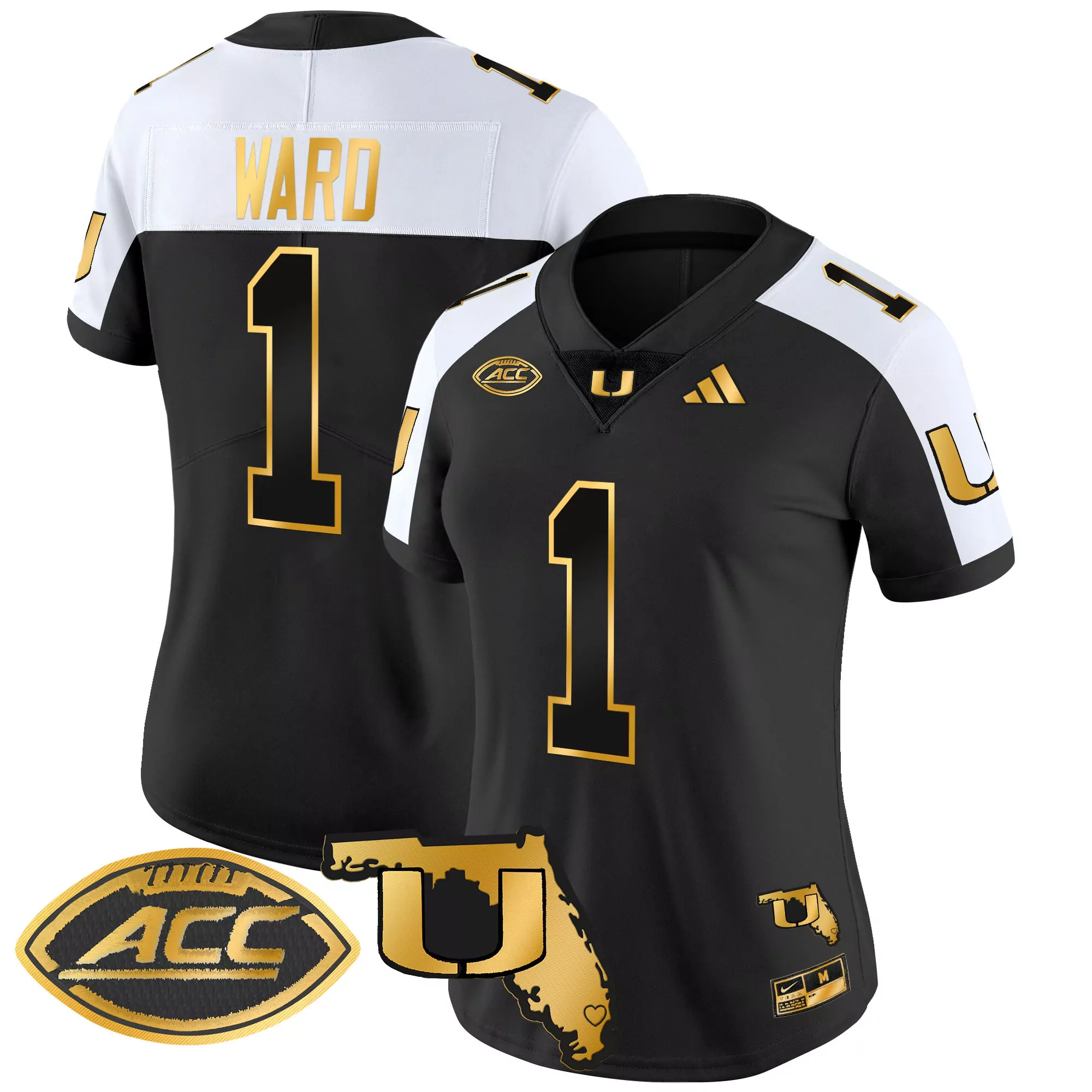 ward 1 women s miami hurricanes 2025 vapor stitched jersey with pop tarts bowl patch