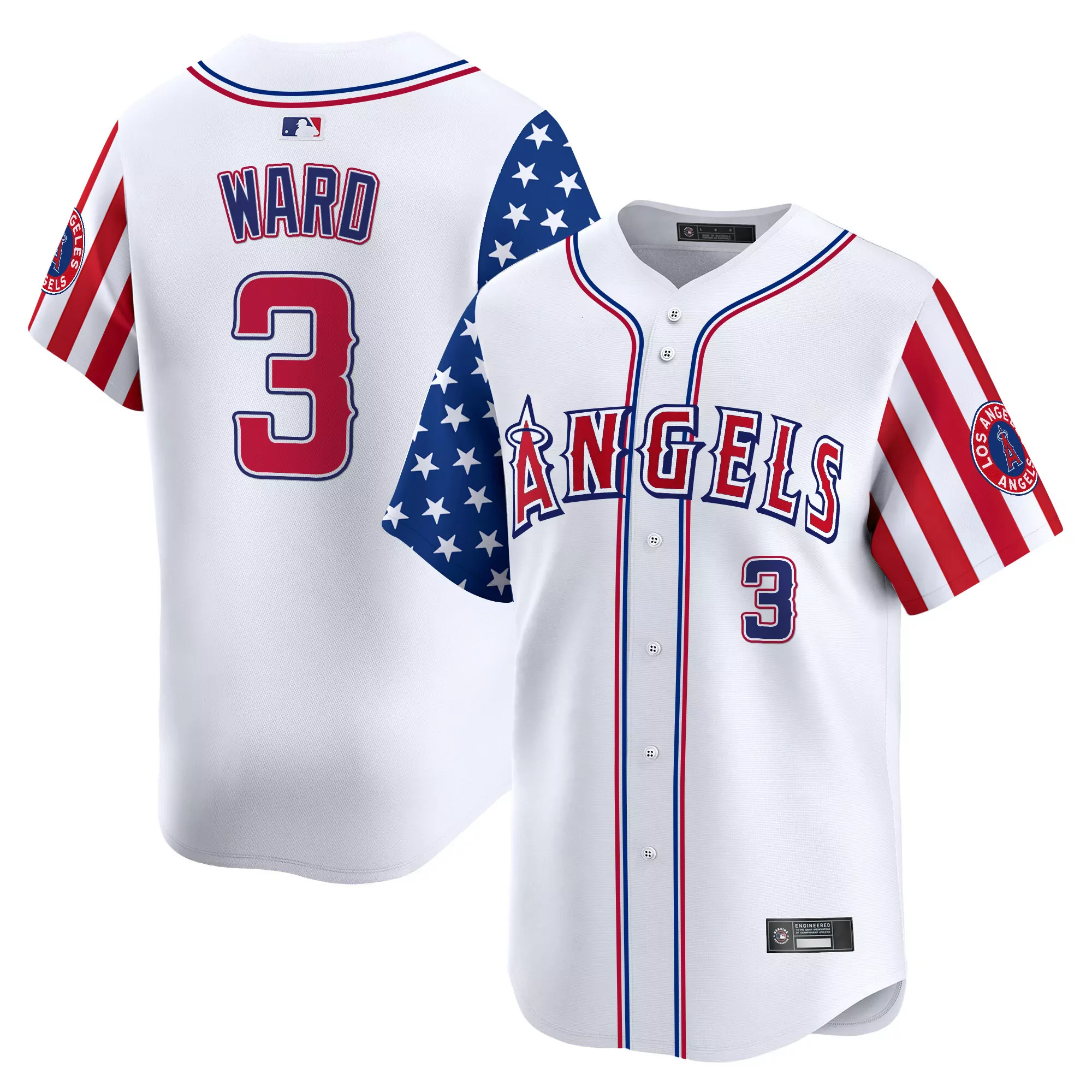 ward 3 men s stitched vapor jersey los angeles angels independence day 2025 white