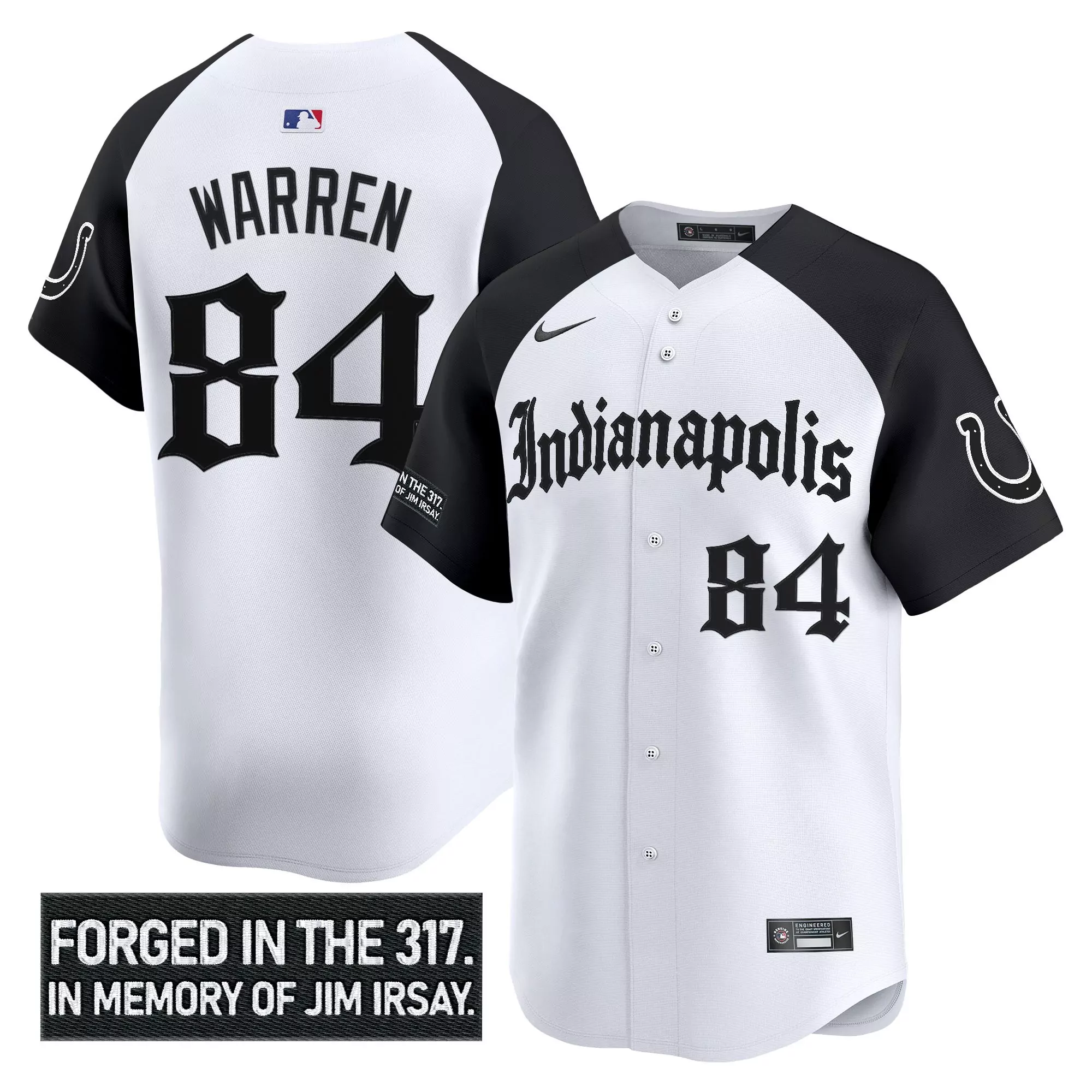 warren 84 men s vapor jersey indianapolis colts white black jim irsay tribute 2023