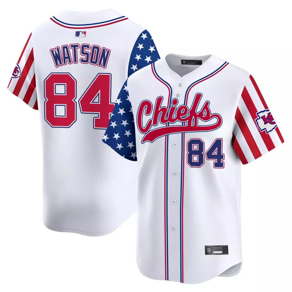 Watson 84 Men's Stitched Vapor Jersey | Kansas City Chiefs White American Flag Patch 2025 | Fan Gear for Men | For Men, Women & Youth