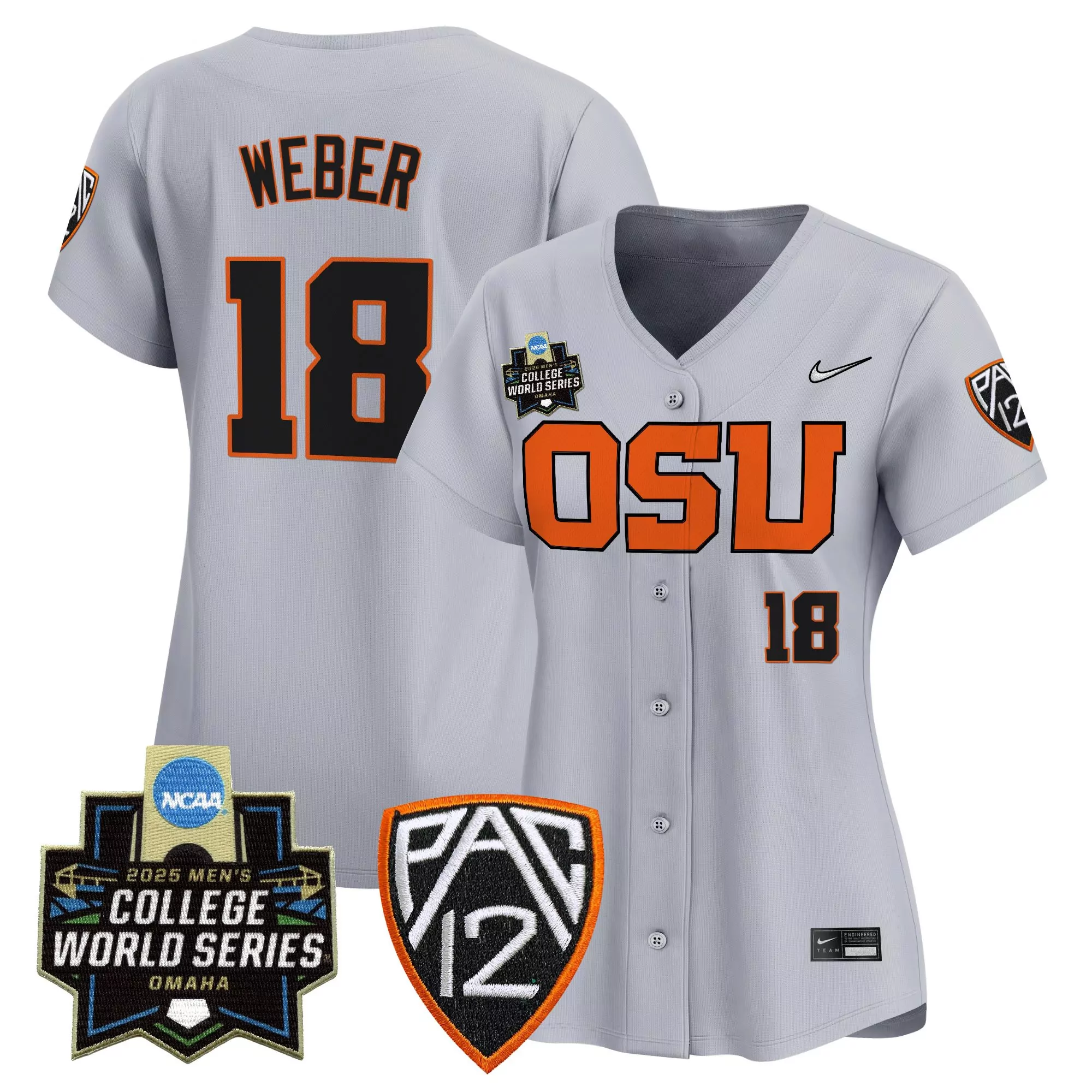 weber 18 women s orange oregon state beavers vapor jersey 2025 college world series patch
