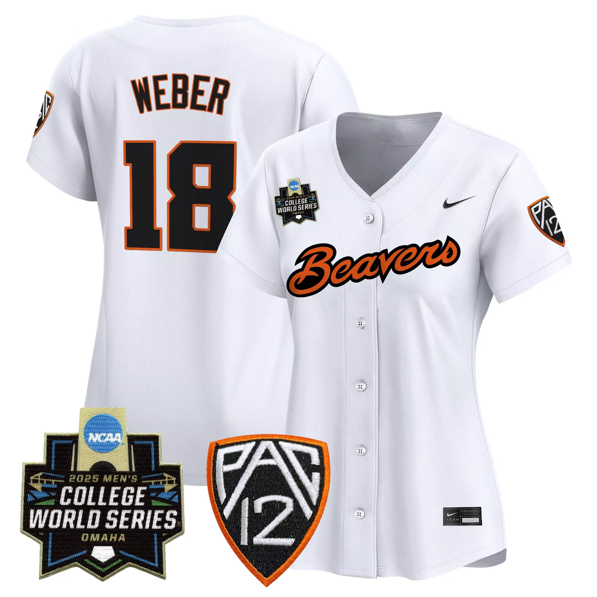 weber 18 women s orange oregon state beavers vapor jersey 2025 college world series patch