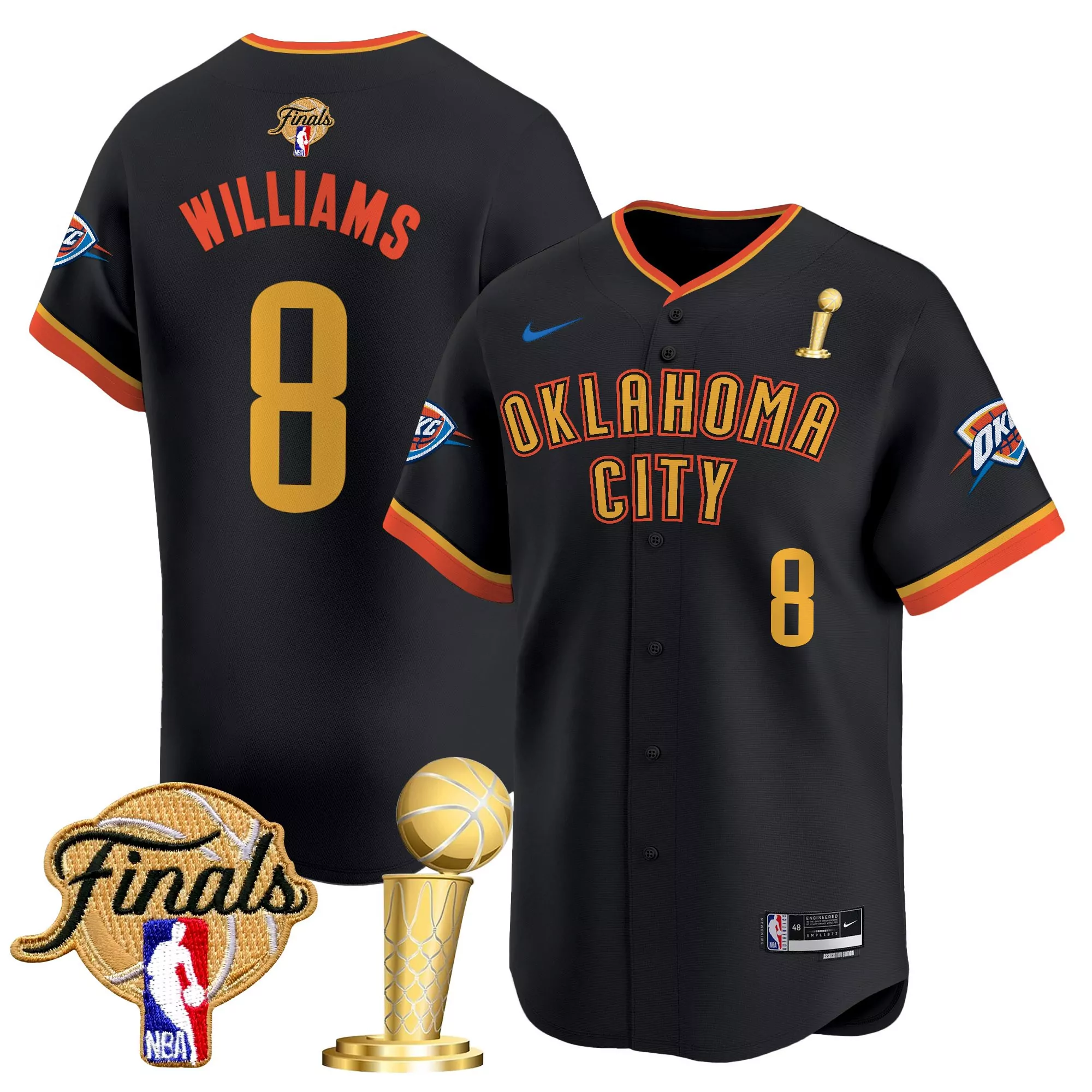 williams 8 men s oklahoma city thunder white vapor jersey embroidered okc patch 2023 1