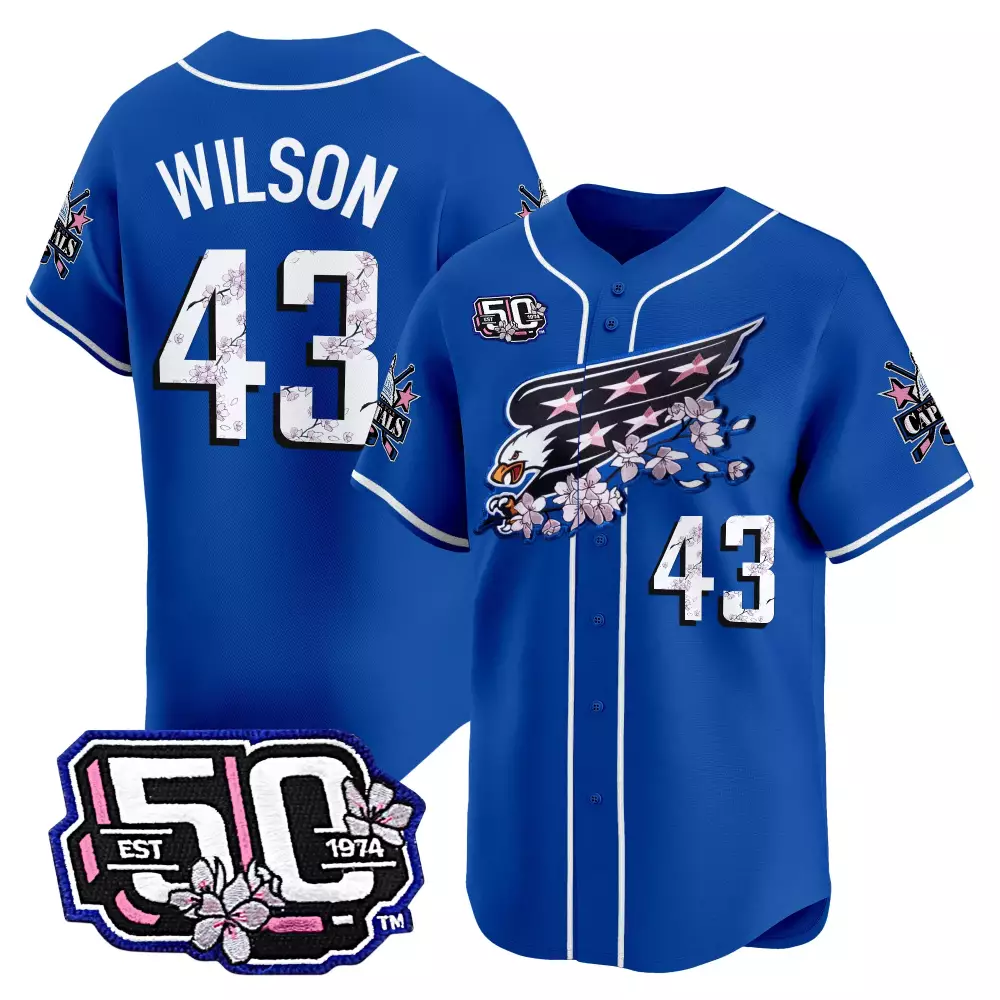 Wilson 43 Blue Vapor Jersey | Stitched Men's 50th Anniversary Patch | 2024 Fan Gear for Men, Women & Youth