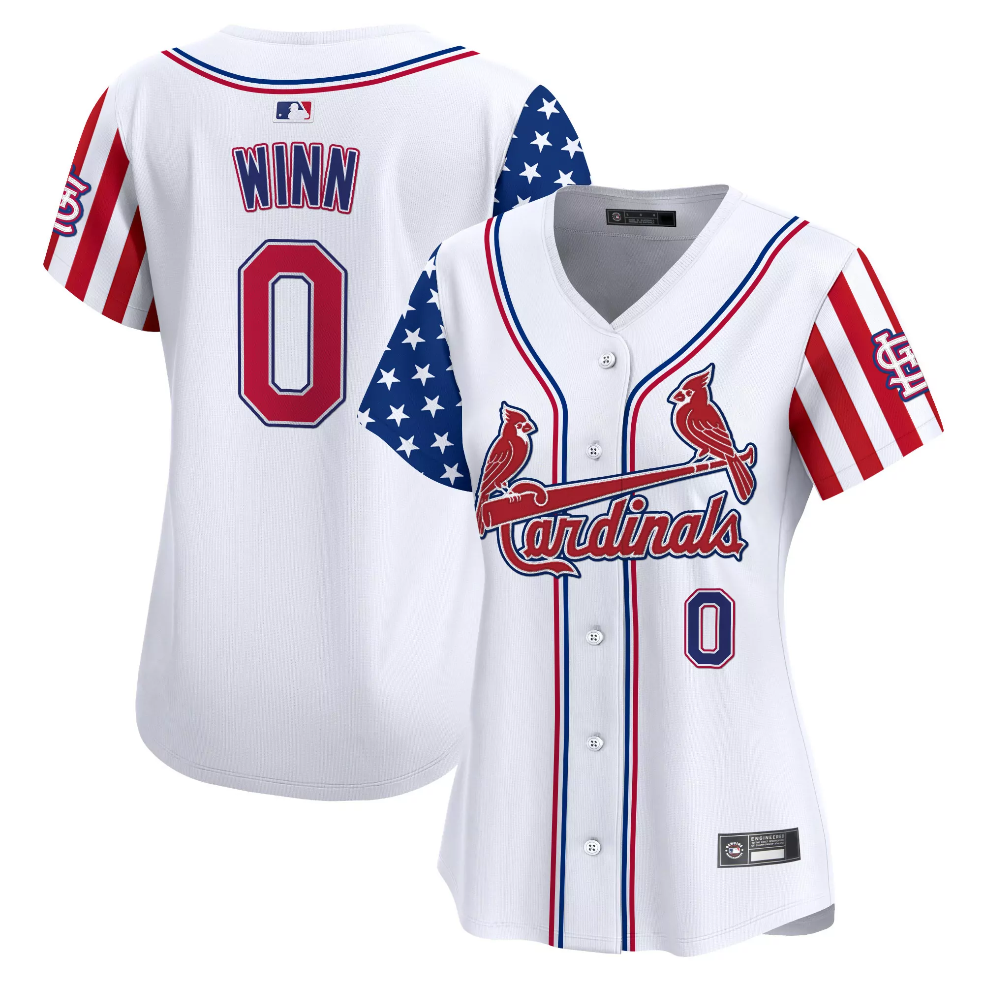 winn 0 women s st louis cardinals 2025 independence day vapor jersey stitched embroidered patch