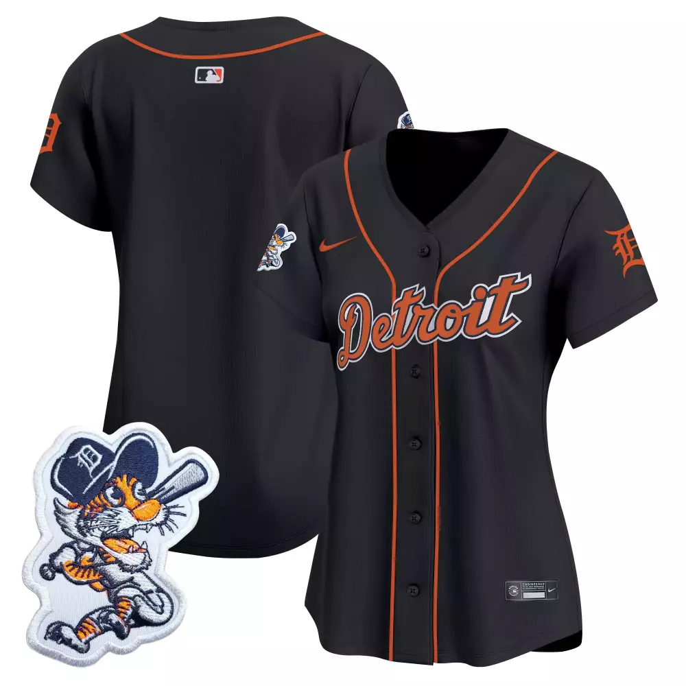 women s detroit tigers black vapor premier limited jersey embroidered patch 2023