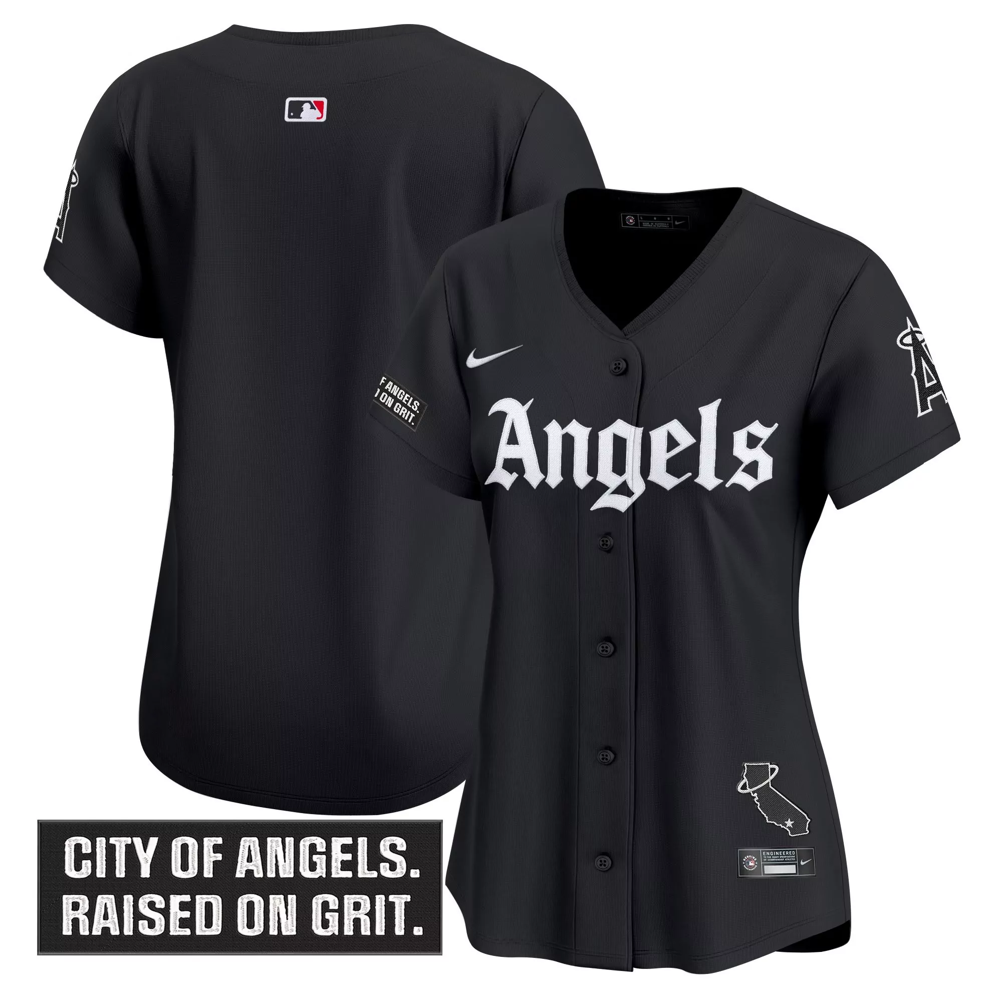 women s los angeles angels stitched vapor jersey black 2023 city of angels patch