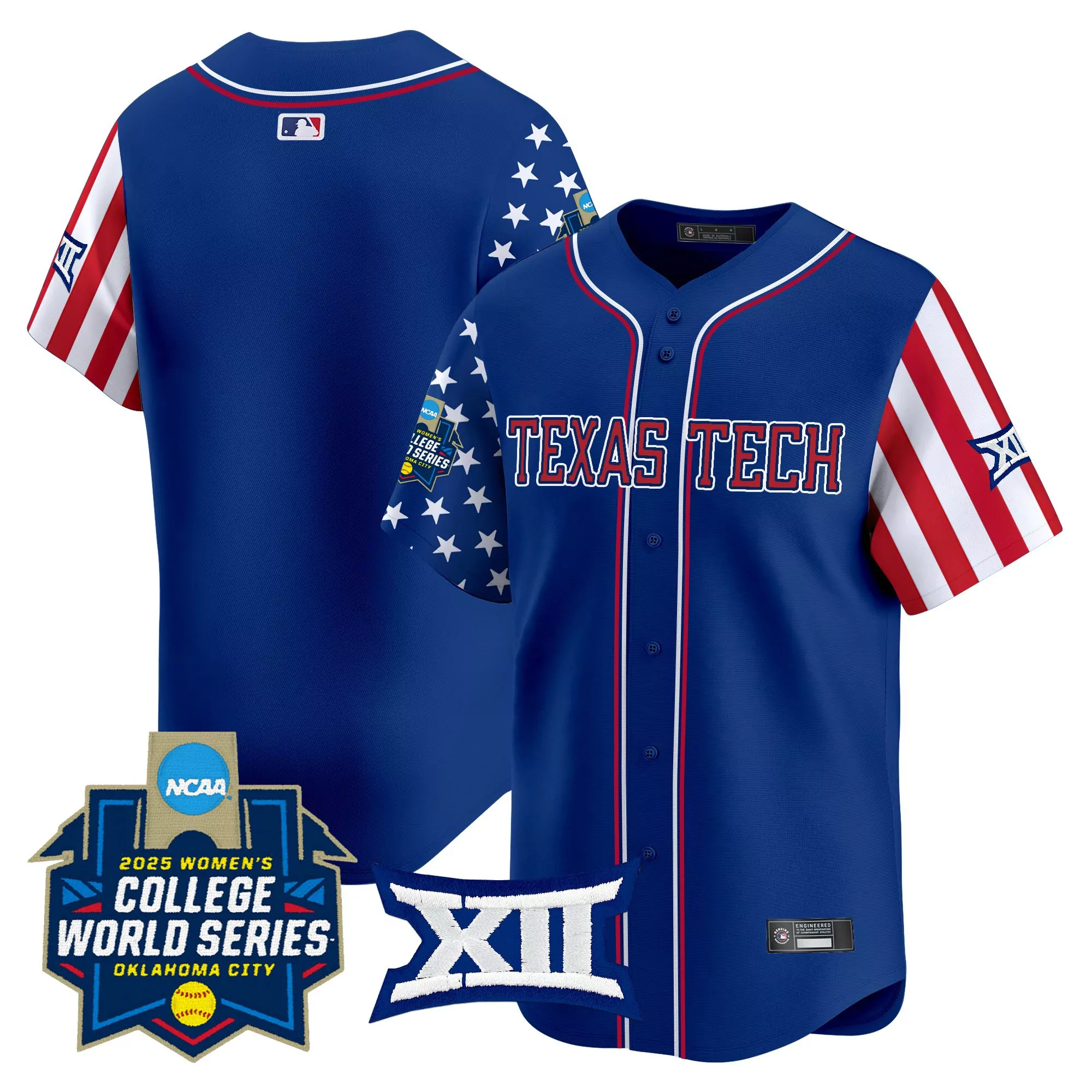 women s texas tech red raiders vapor jersey blue 2025 college world series embroidered patch