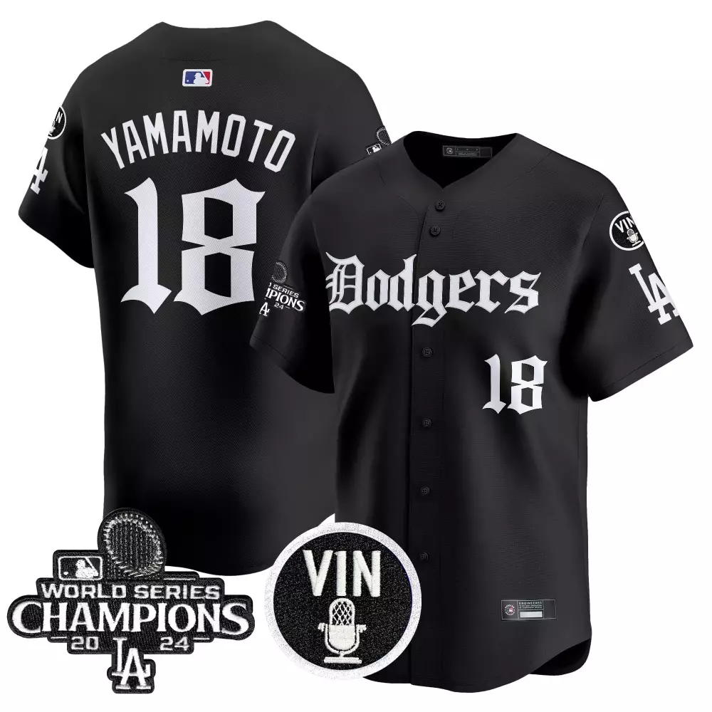 yamamoto 18 men s black vapor jersey la dodgers world series champions 2024 stitched